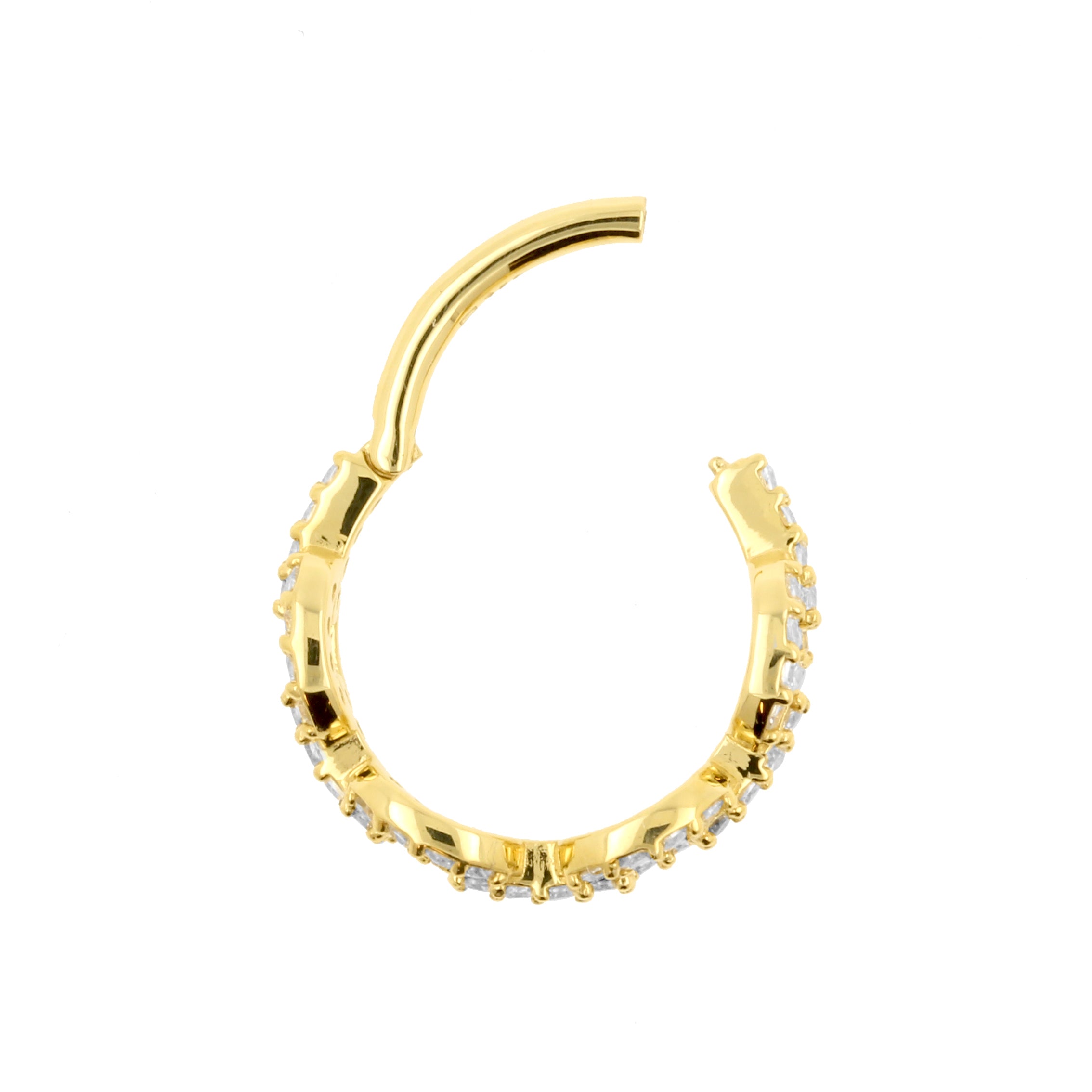 18 Karat Gold Conch Clicker - Zirconia Chain