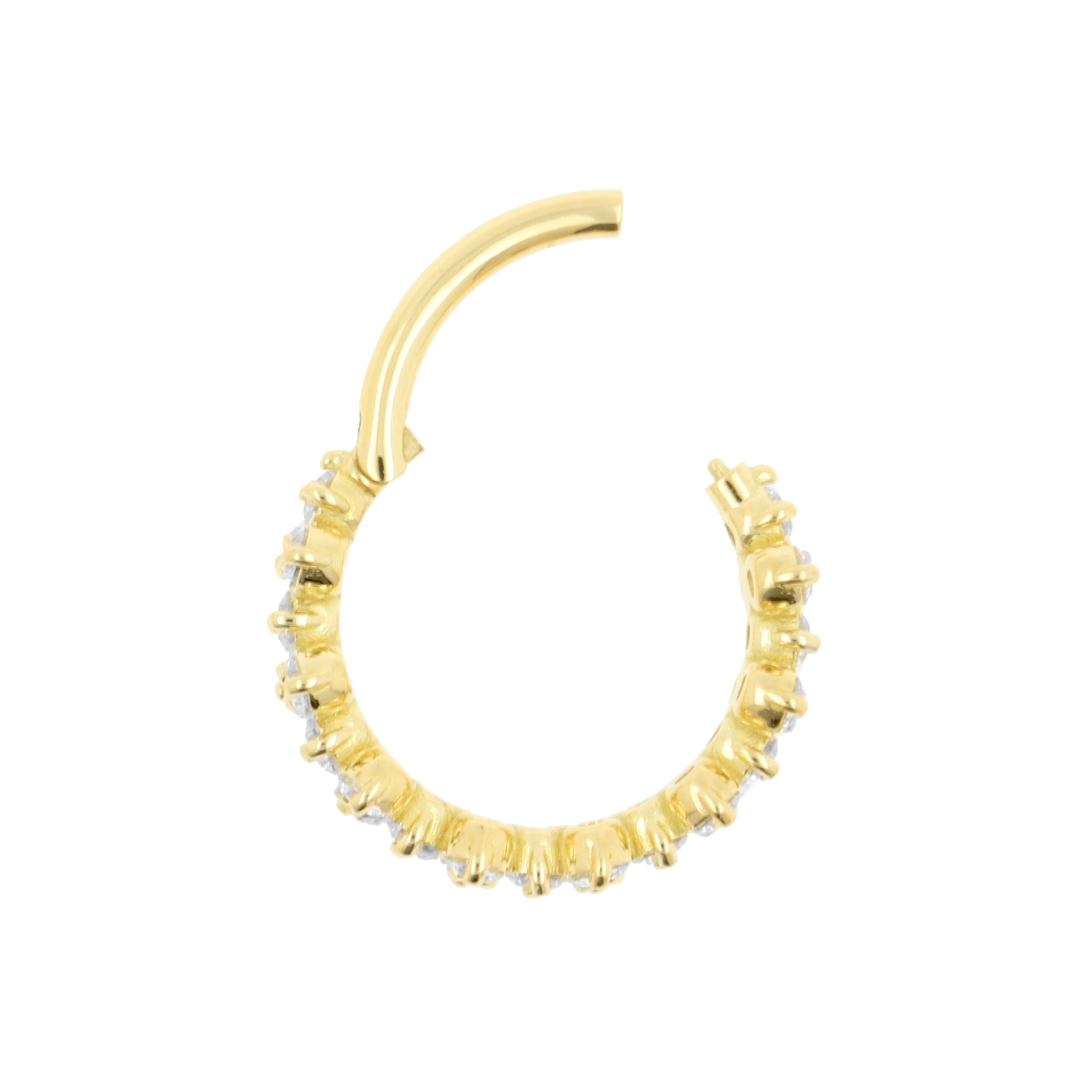 18 Karat Gold Conch Clicker - Zirconia Vine