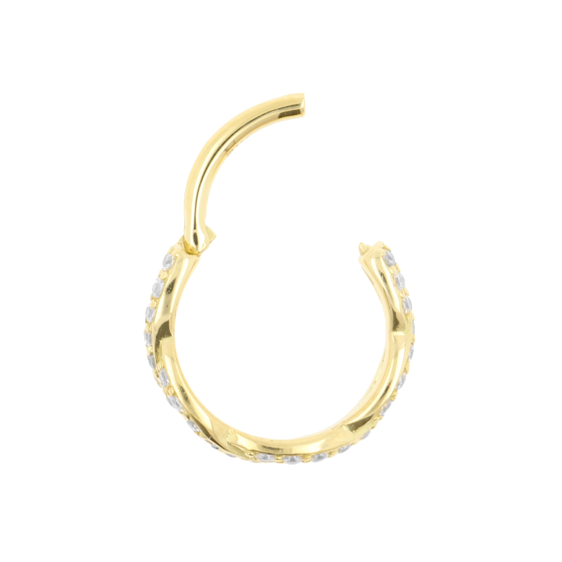 18 Karat Gold Conch Clicker - Zirconia Braid