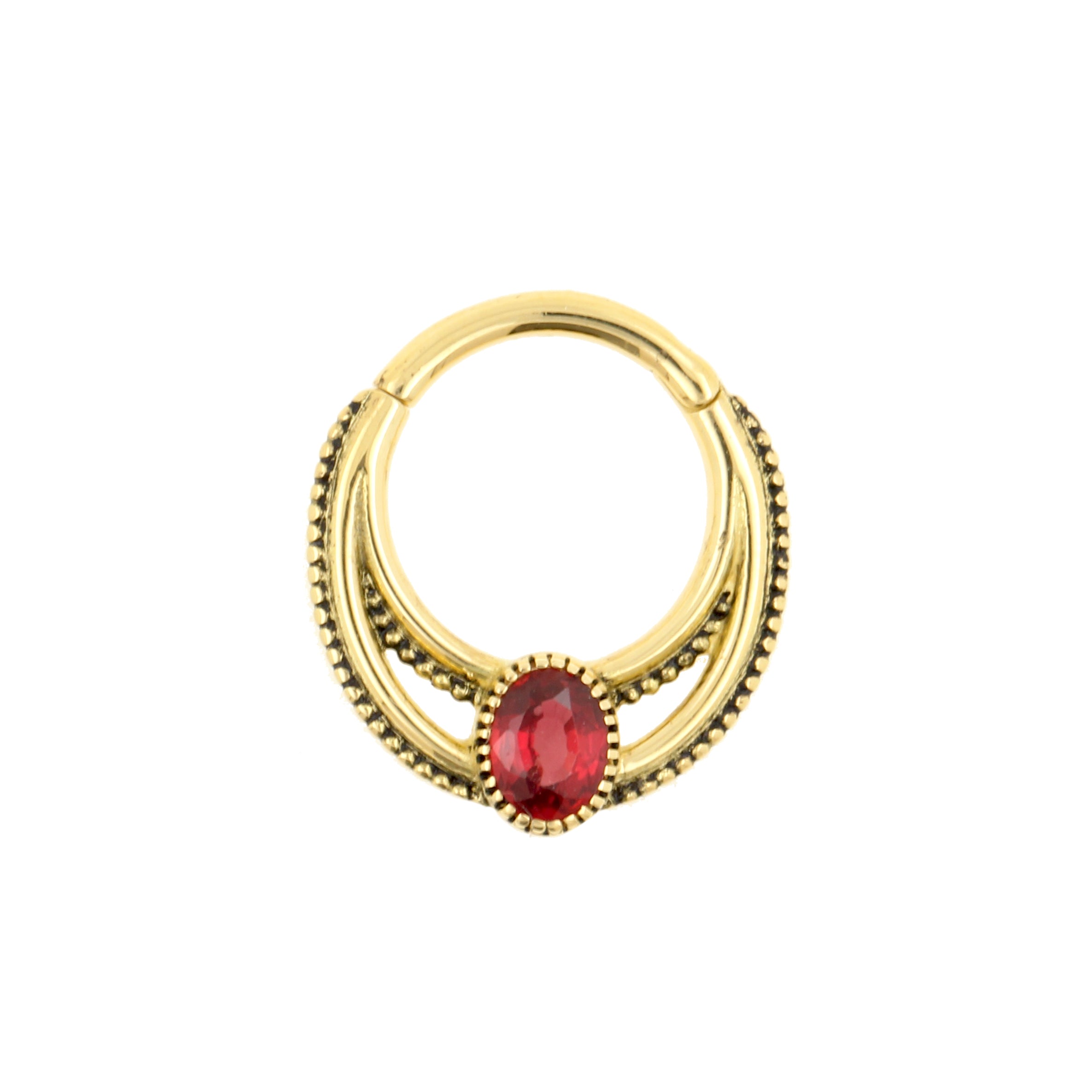 18 Karat Gold Click Ring - Double - Songea Sapphire Red