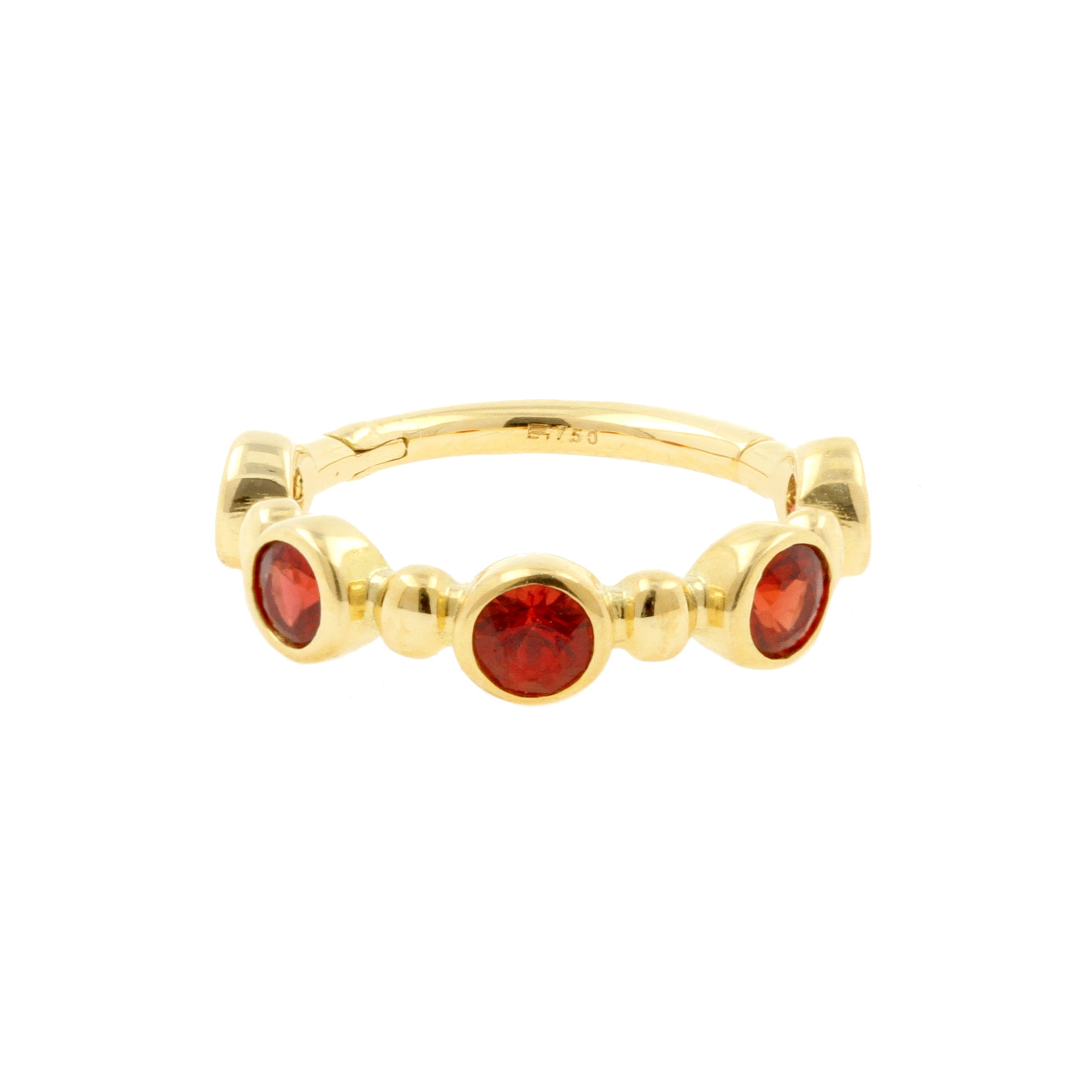 18 Karat Gold Click Ring - Songea Sapphire Round Red