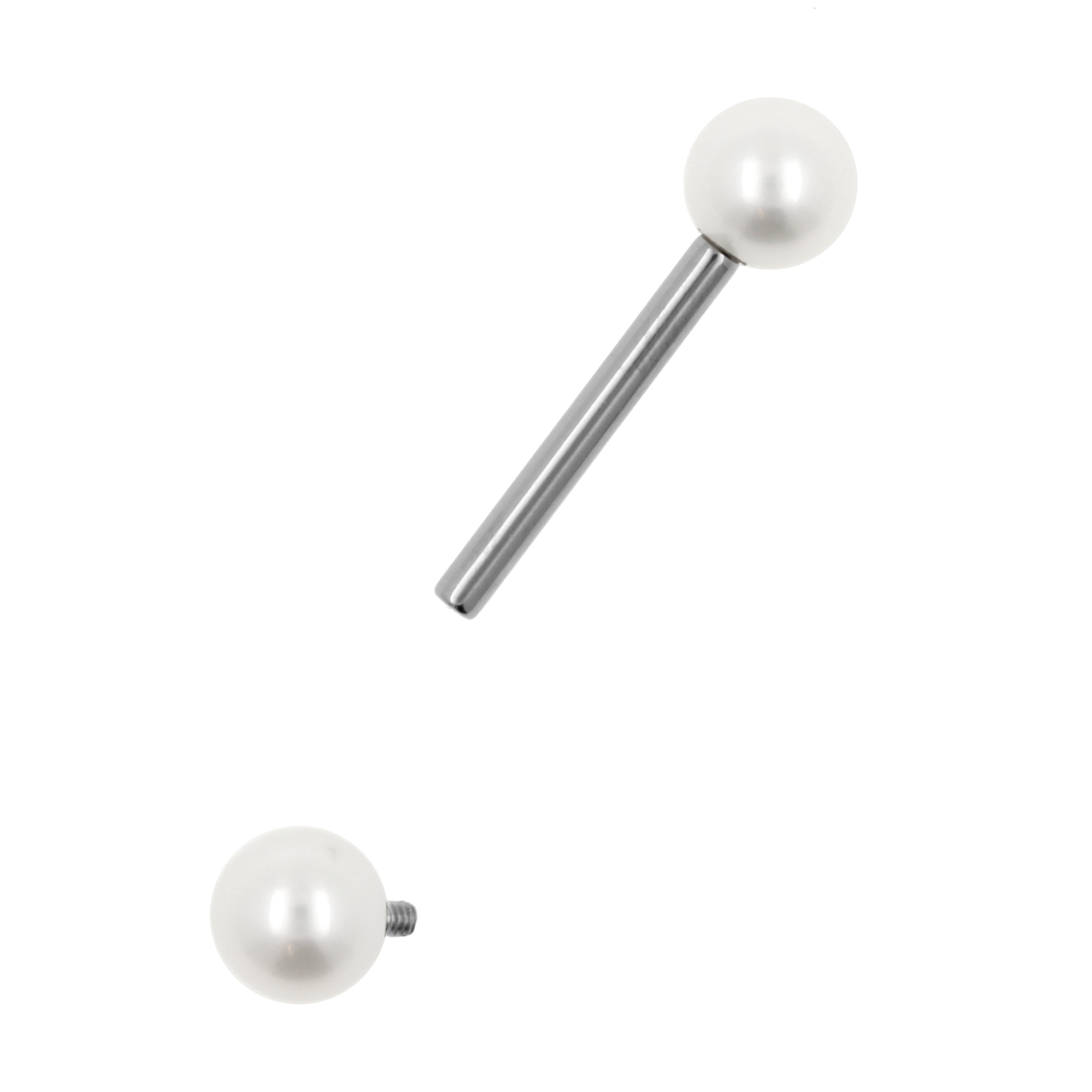 Titanium Barbell With Freshwater Pearls White