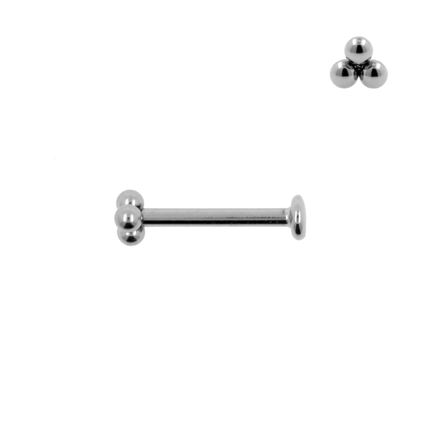 Titanium Labret Stud - Triple Dots 3mm Silver