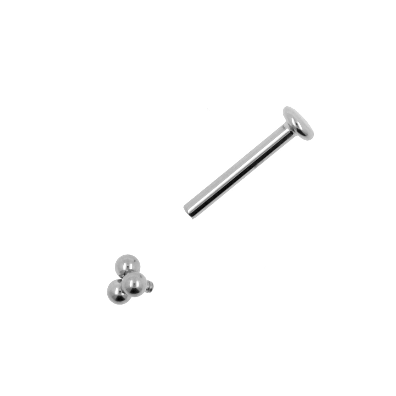 Titanium Labret Stud - Triple Dots 3mm Silver