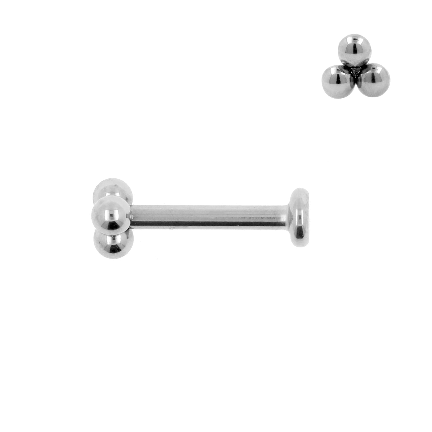 Titanium Labret Stud - Triple Dots 4mm Silver