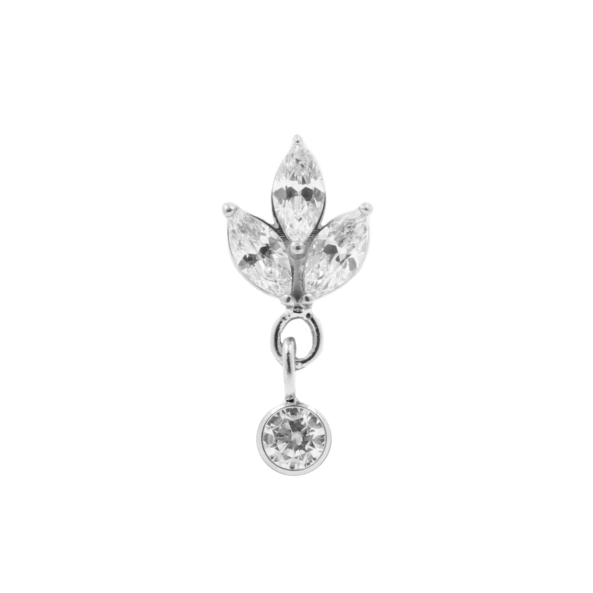 Surgical Steel Zirkonia Marquise With Charm Silver