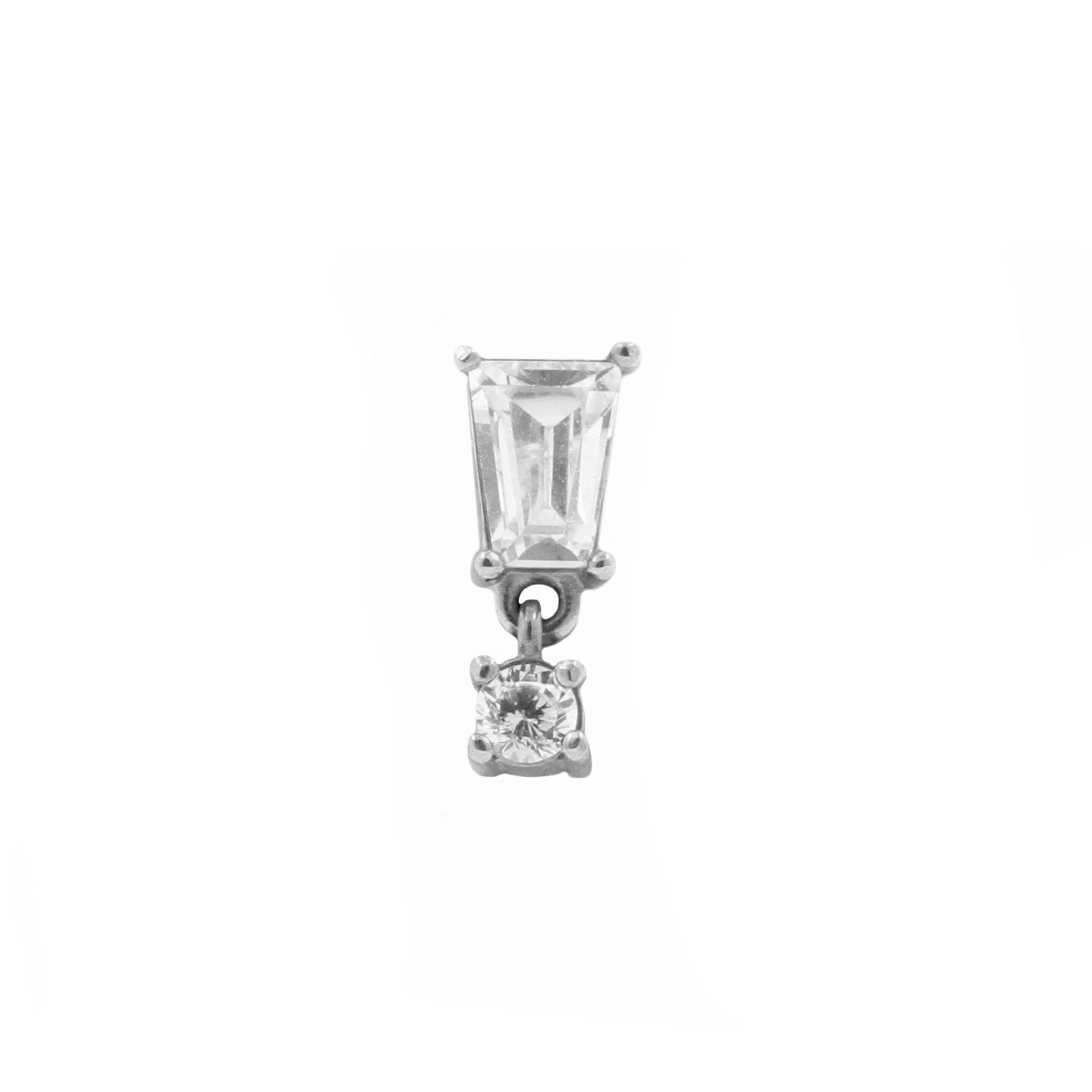 Surgical Steel Zirkonia Trapezoid With Charm Silver