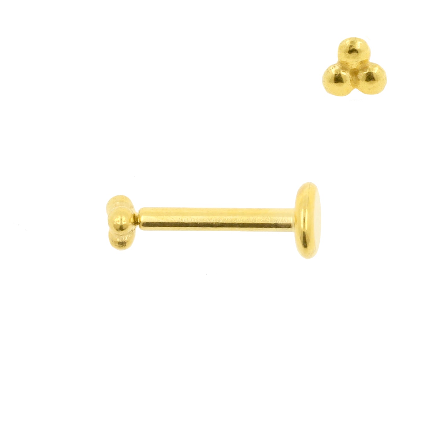 Surgical Steel Labret Stud - Triple Dots 3mm Gold