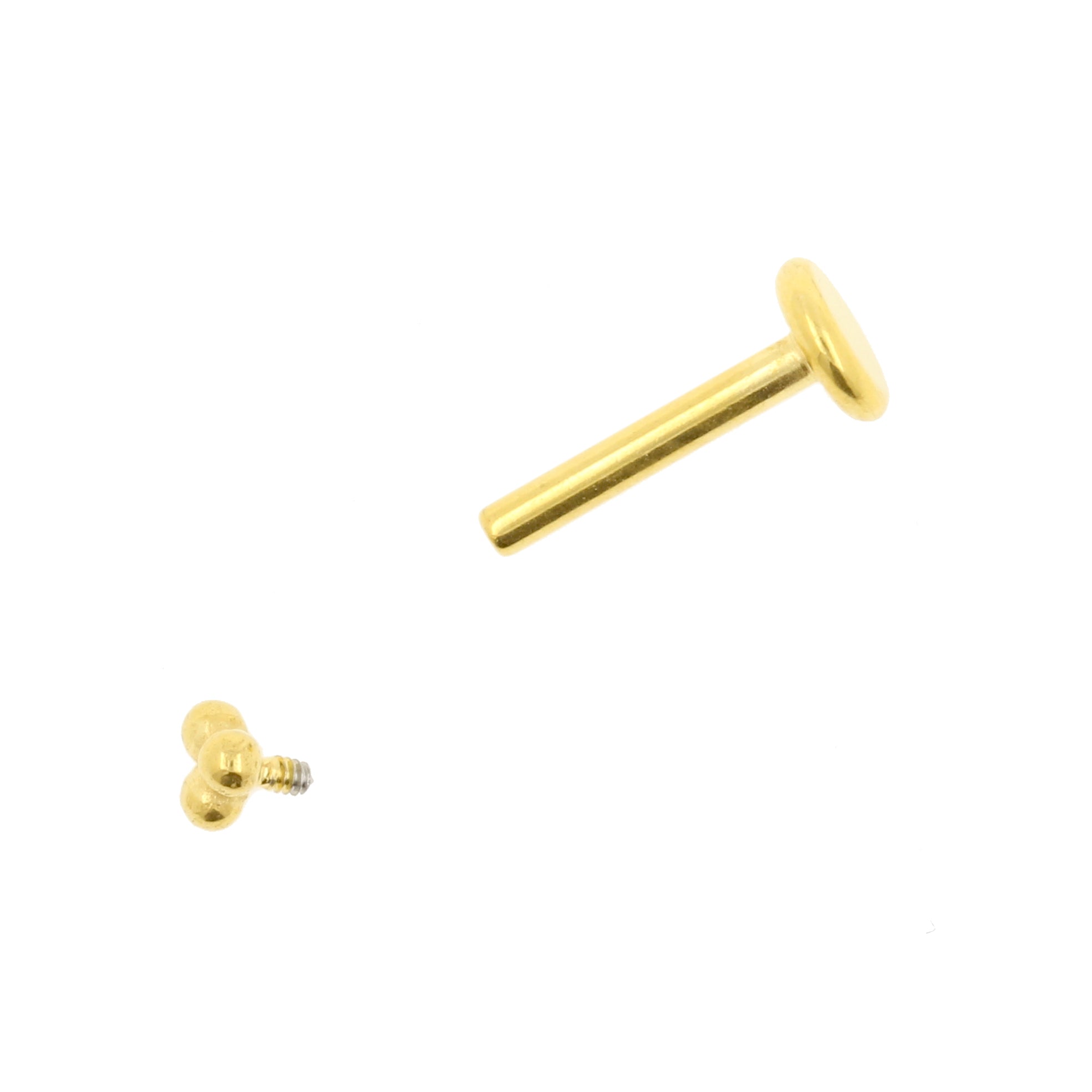 Surgical Steel Labret Stud - Triple Dots 3mm Gold