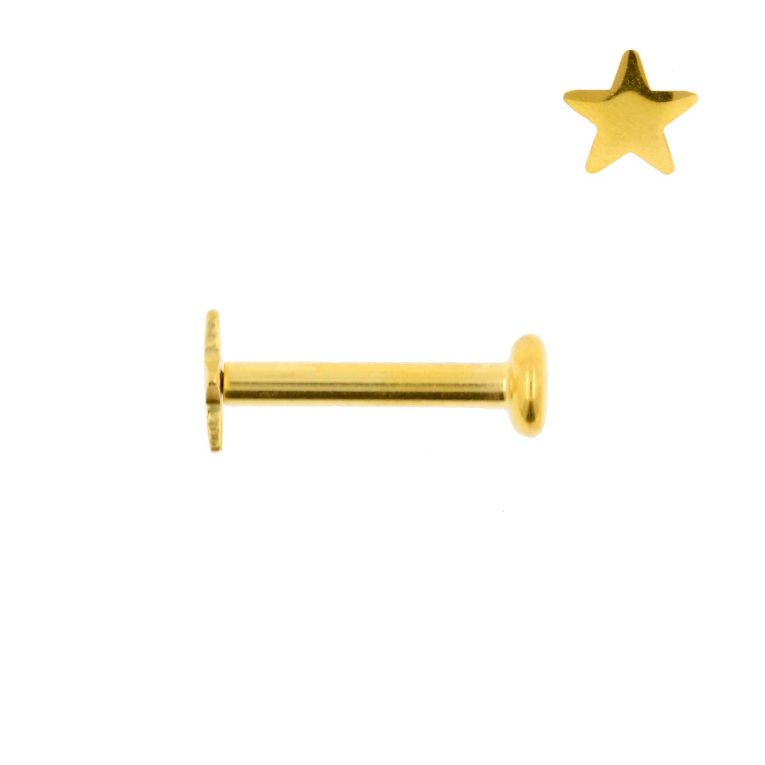 Titanium Labret Stud With Star Gold