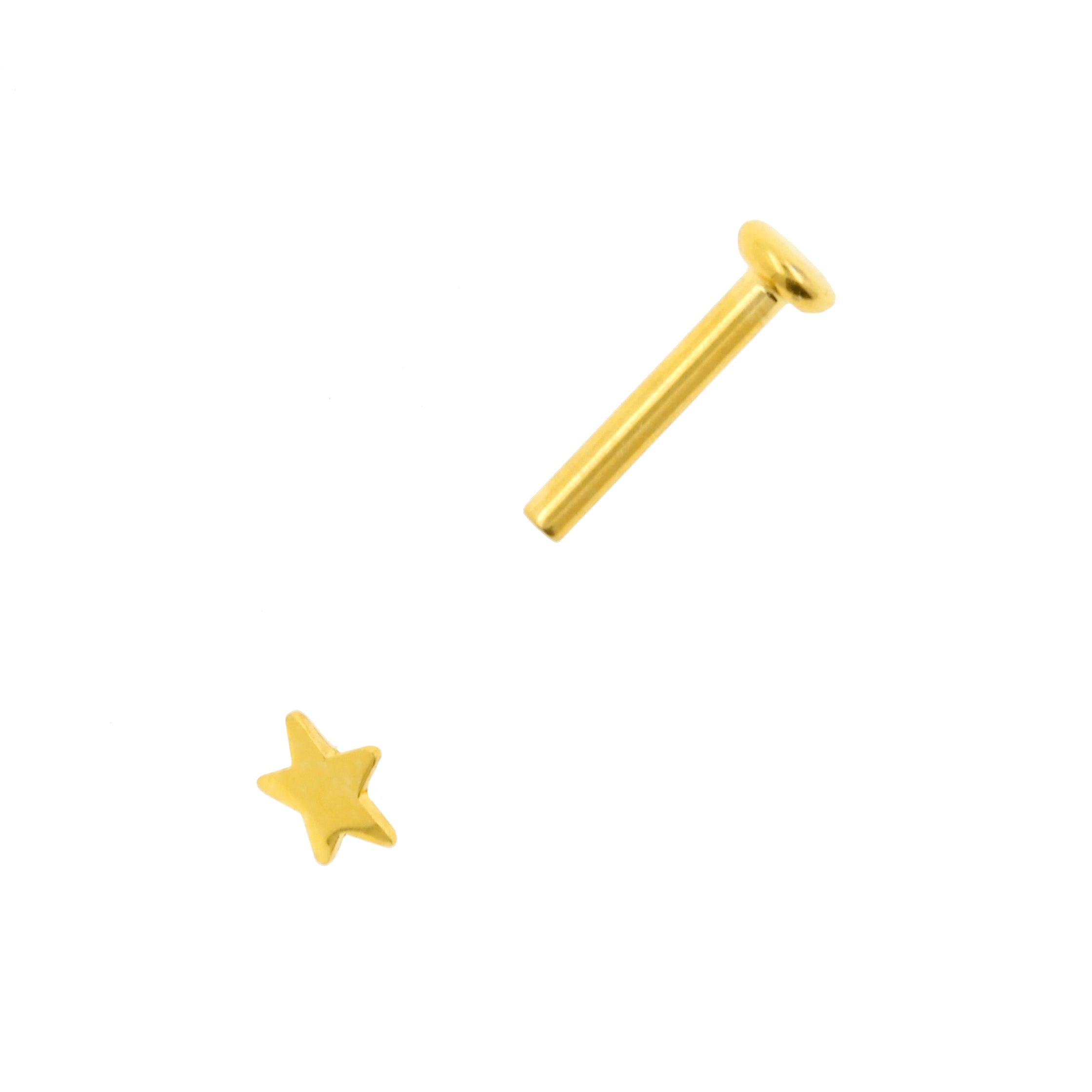 Titanium Labret Stud With Star Gold