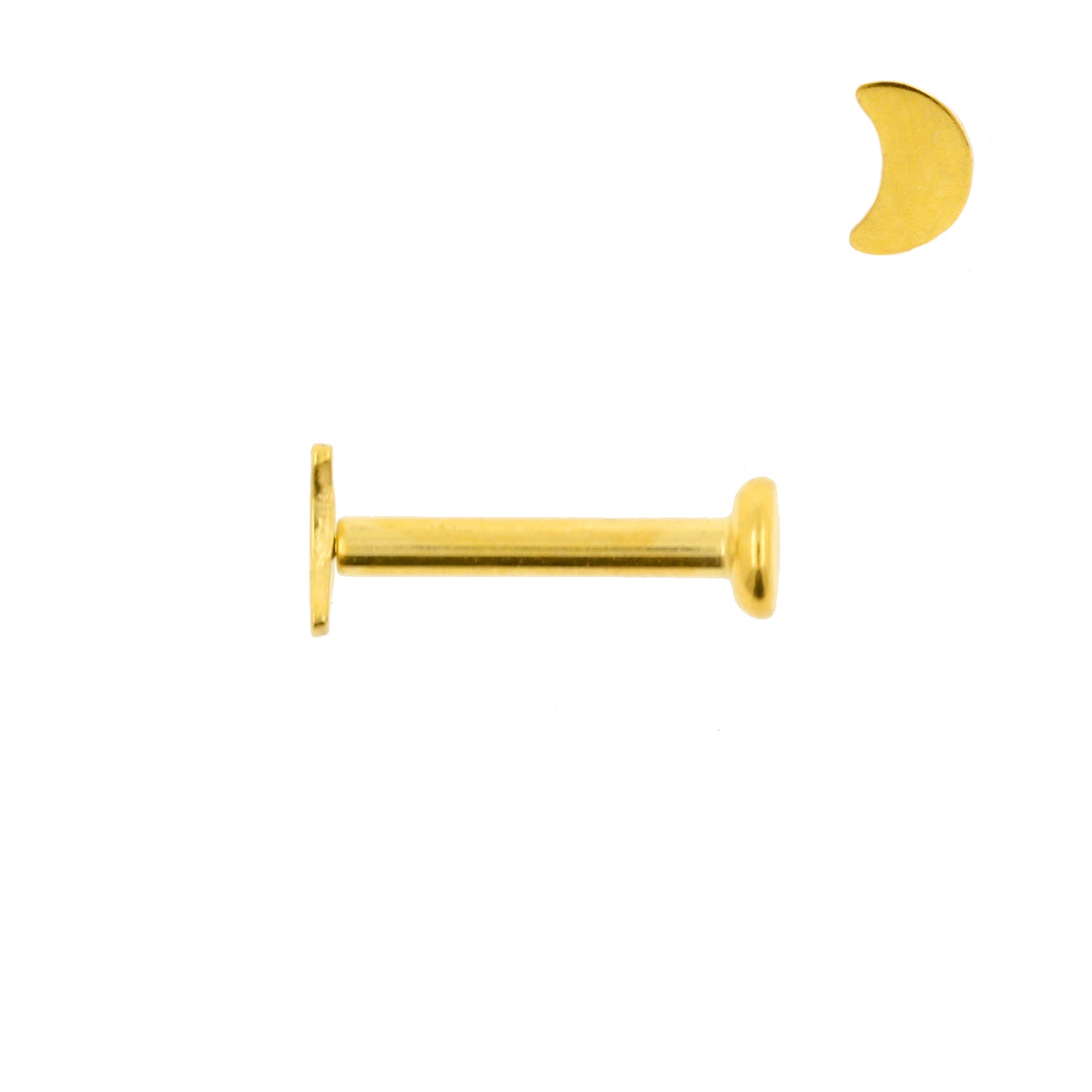 Titanium Labret Stud With Moon Gold