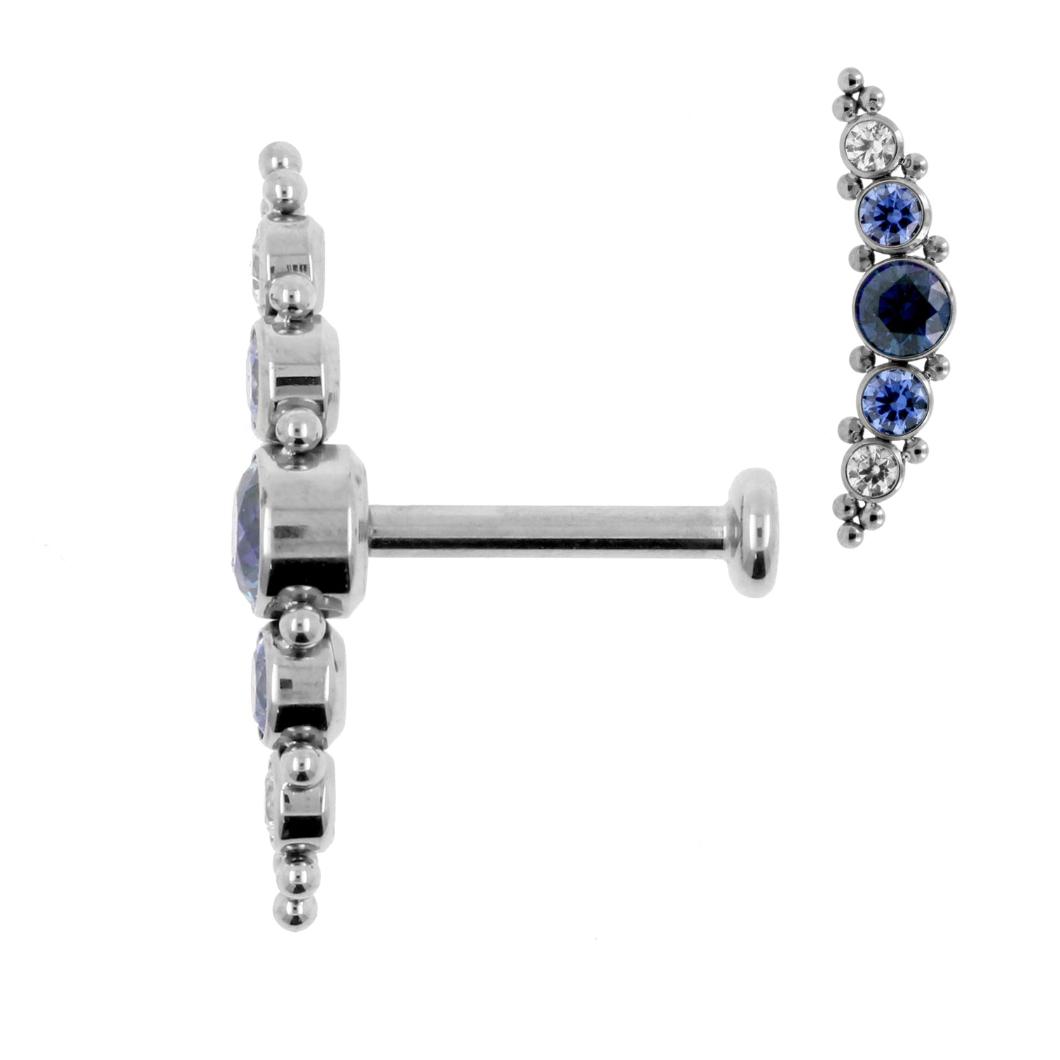 Titanium Zirconia Cluster Labret Royal Blue