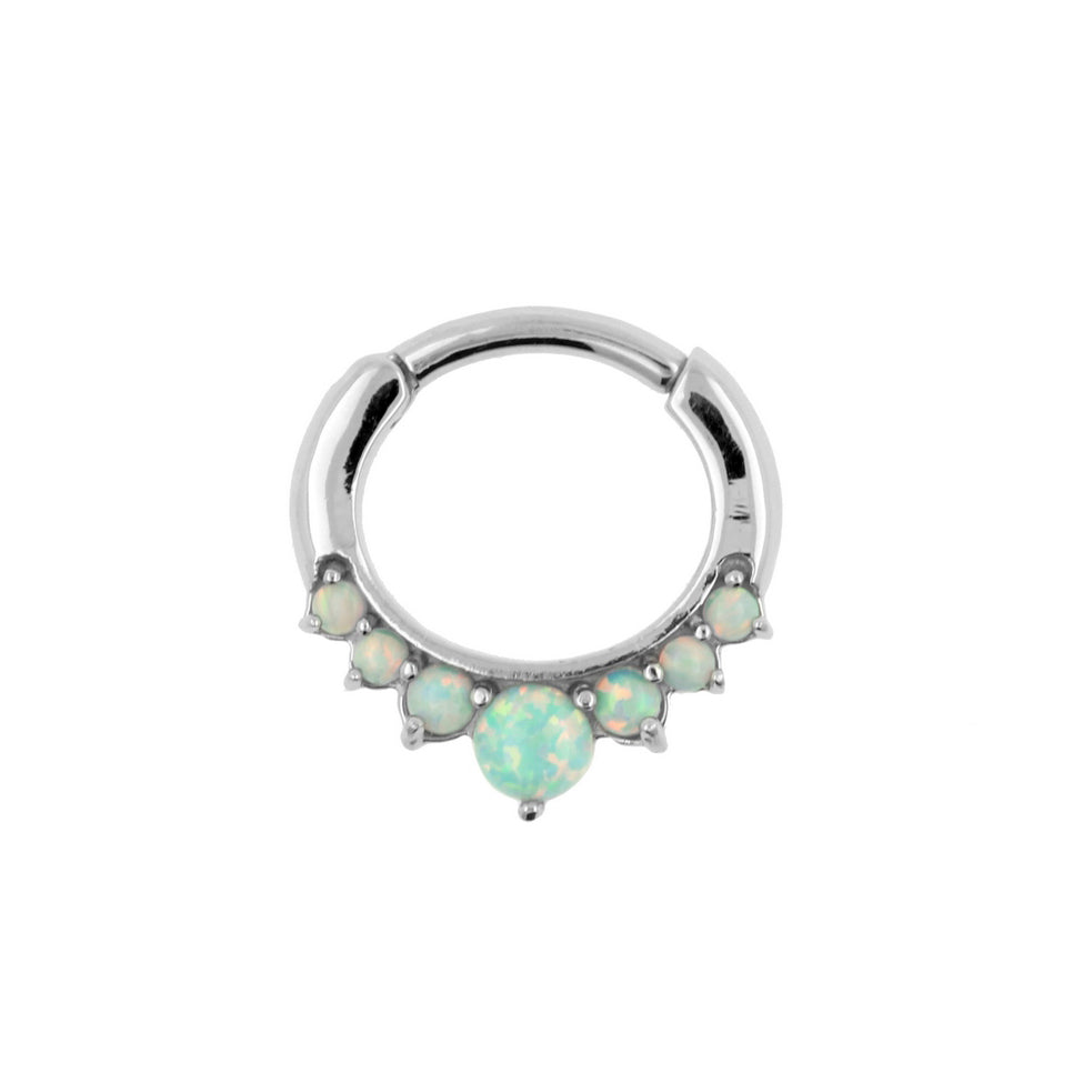 Surgical Steel Opal Princess Ring Light Green Opal