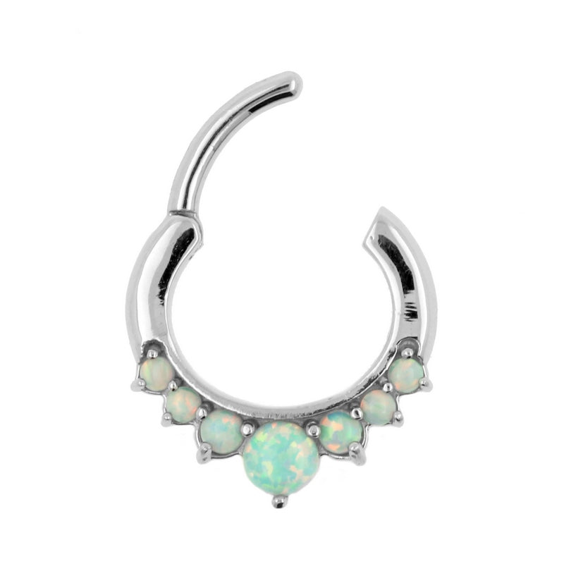 Surgical Steel Opal Princess Ring Light Green Opal