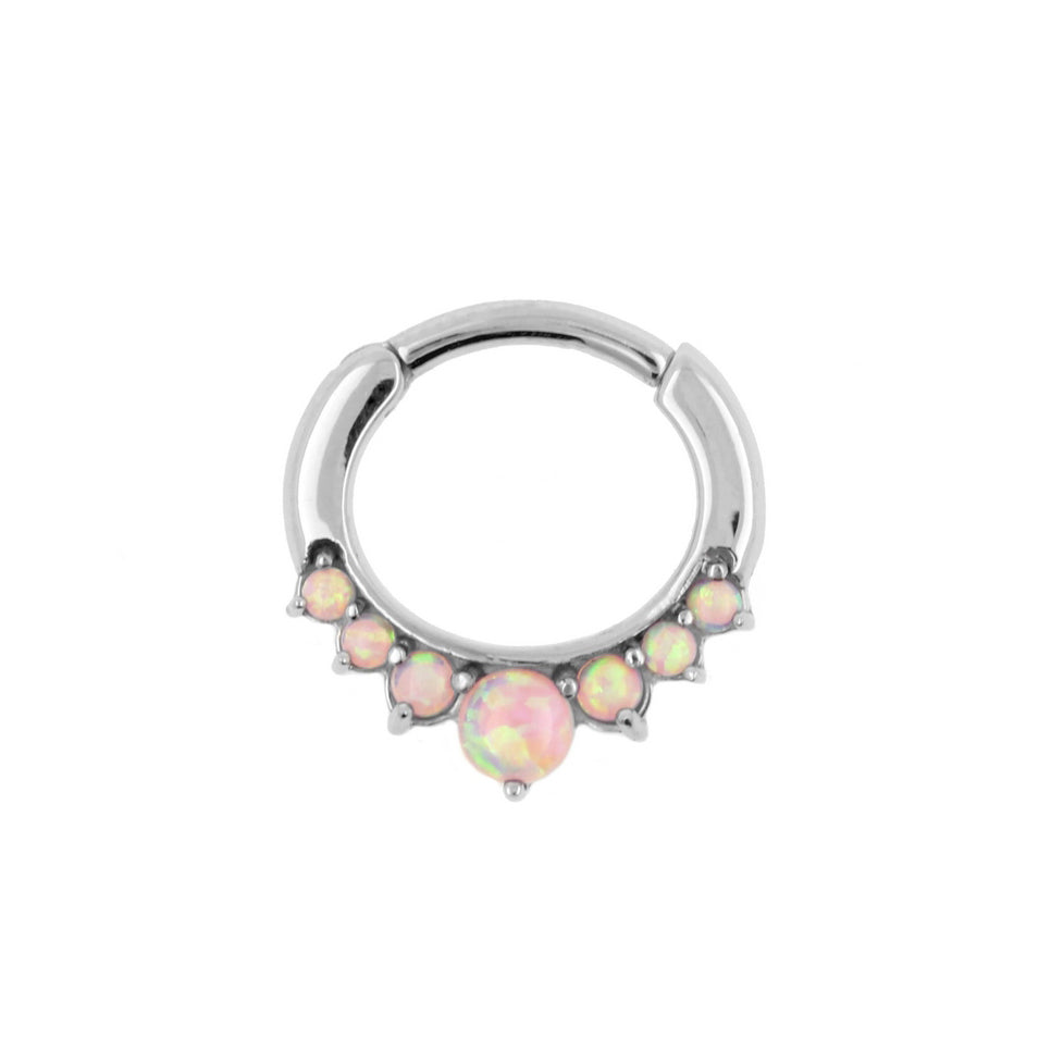 Surgical Steel Opal Princess Ring Pink Opal