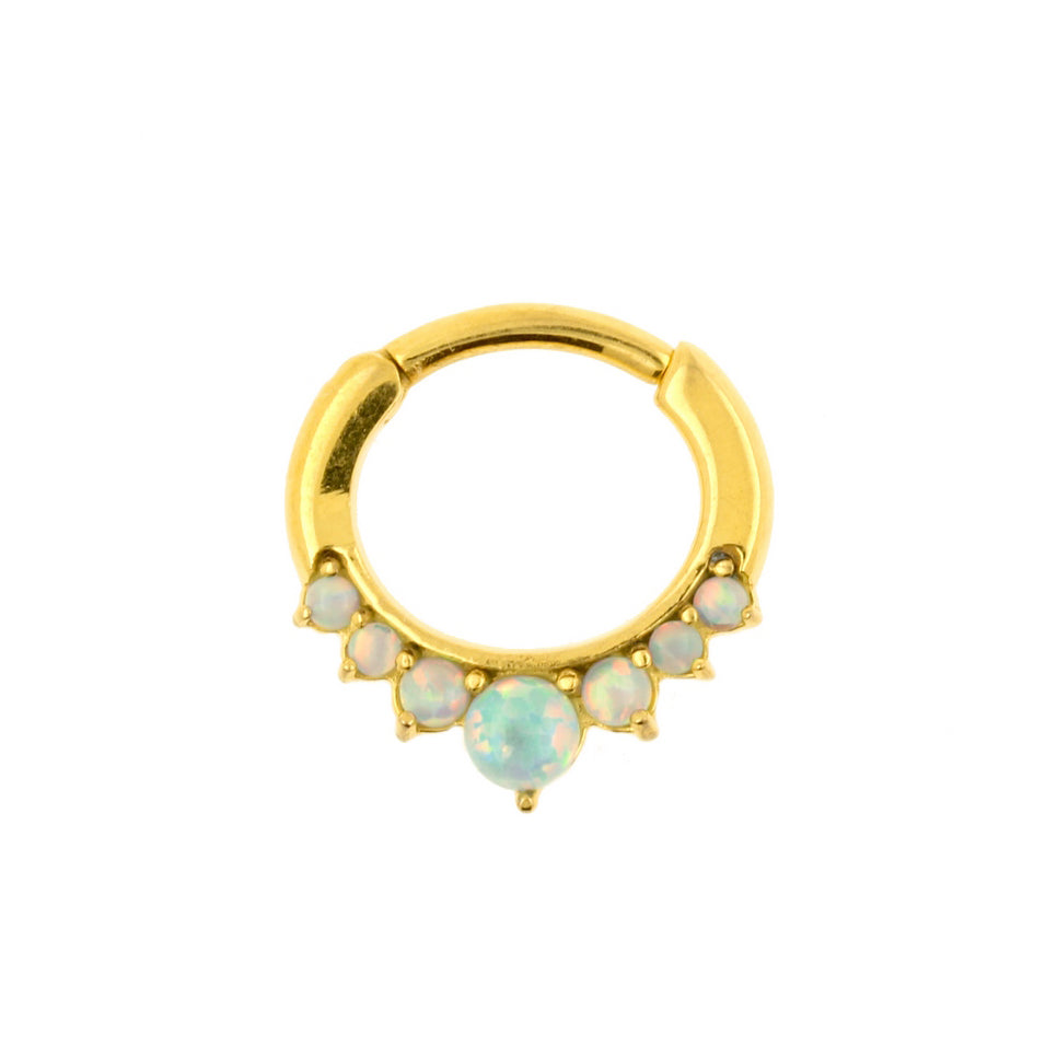 Surgical Steel Opal Princess Ring Light Green Opal