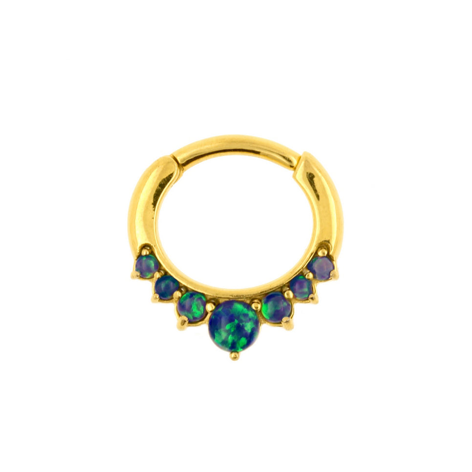 Surgical Steel Opal Princess Ring Black Opal