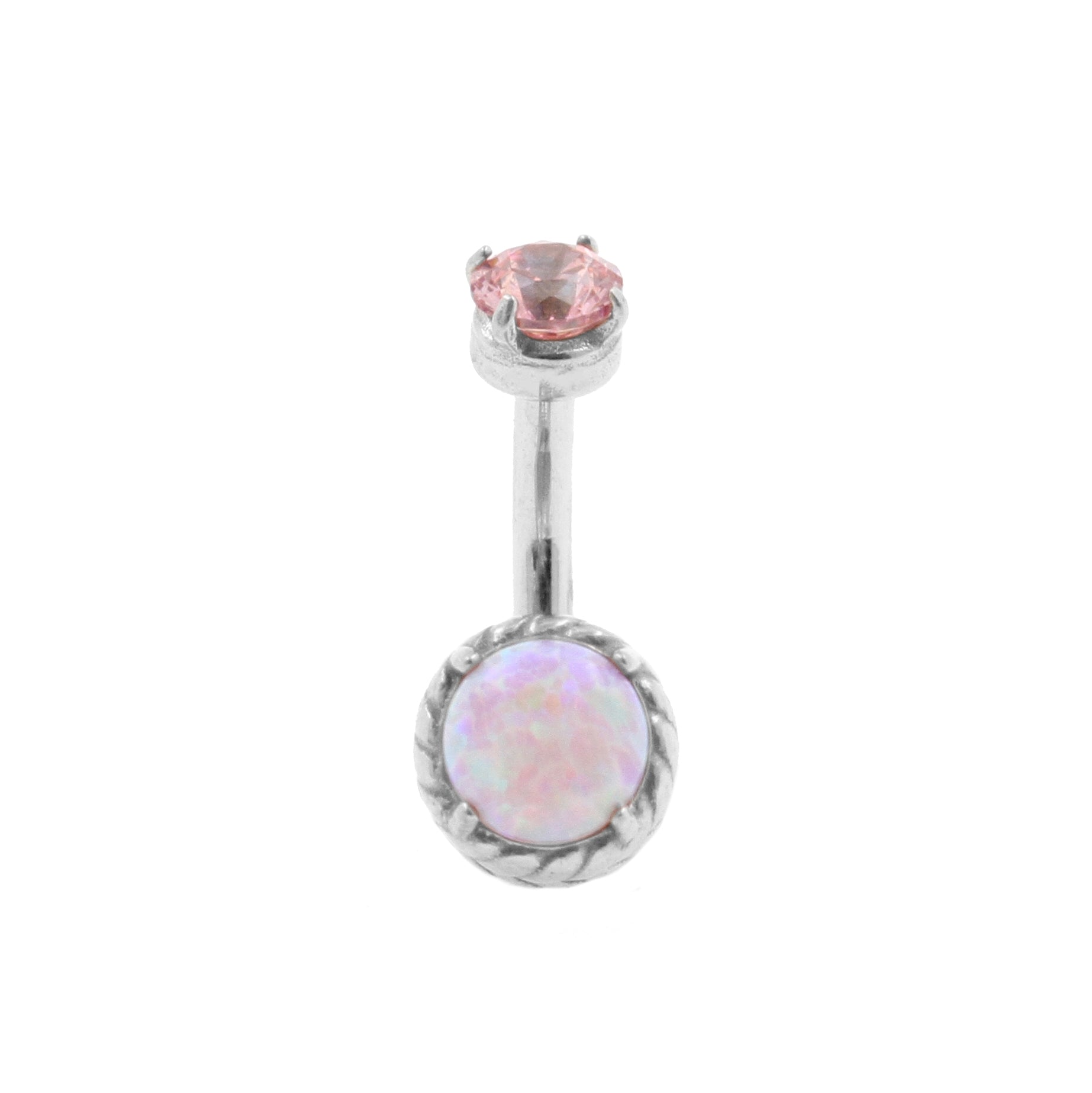 Surgical Steel Opal Zirconia - Rook Piercing Pink Opal