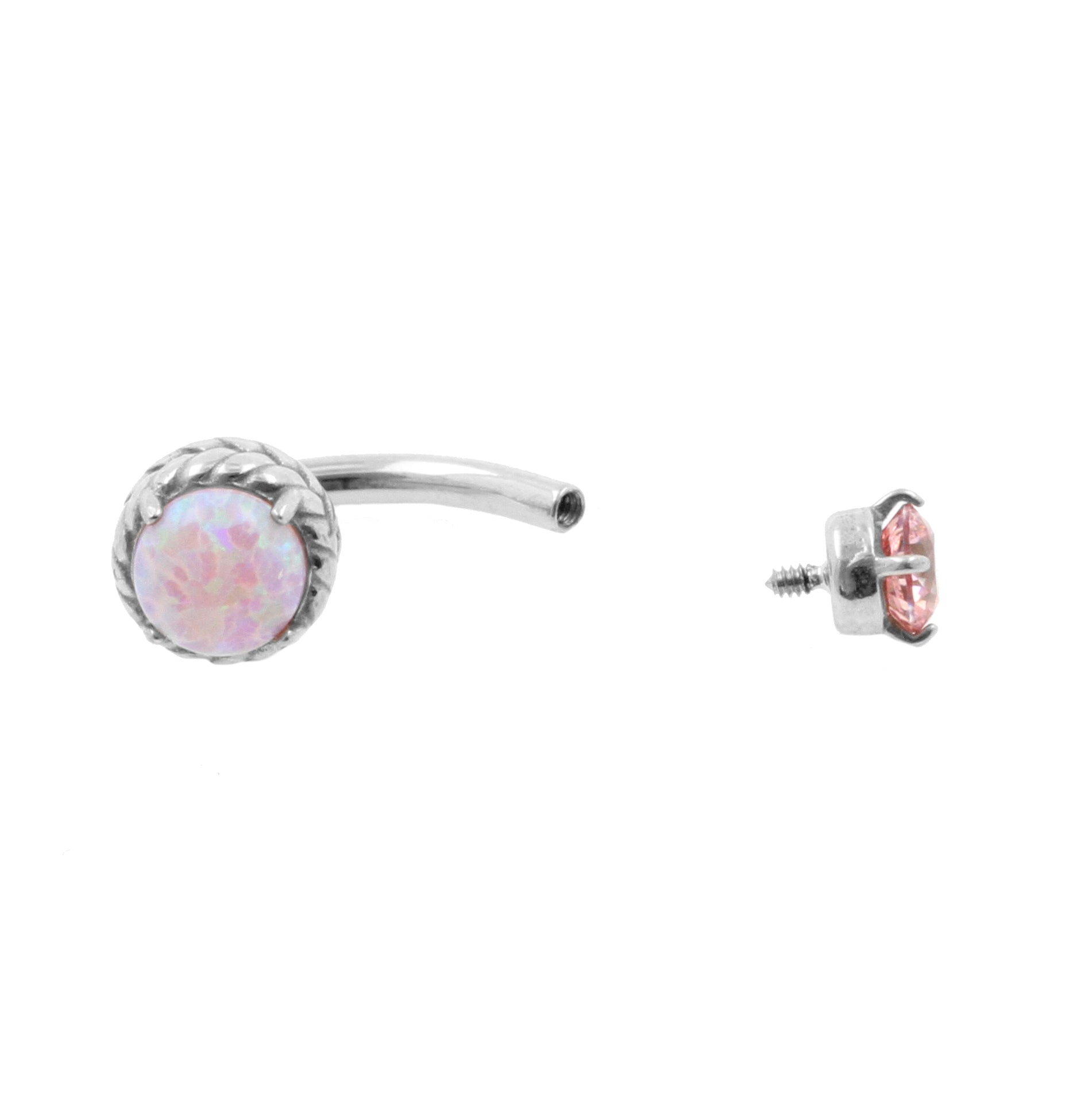 Surgical Steel Opal Zirconia - Rook Piercing Pink Opal