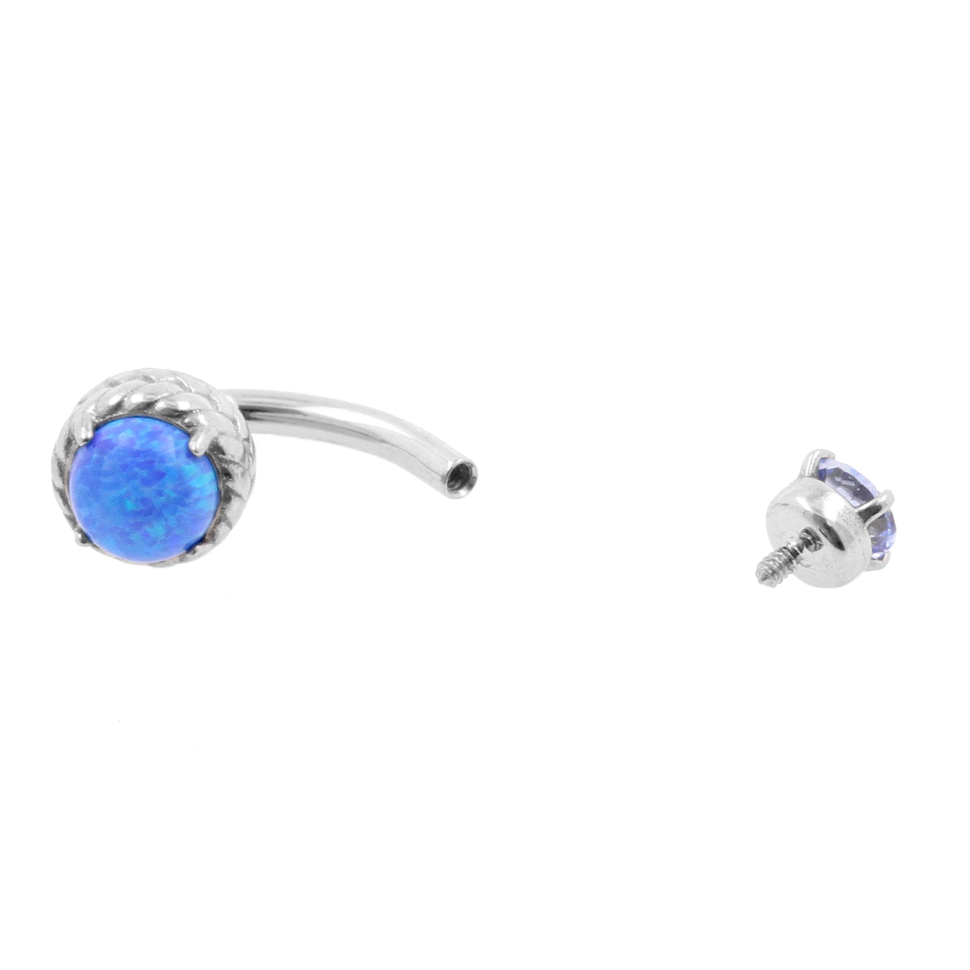 Surgical Steel Opal Zirconia - Rook Piercing Sapphire Blue Opal