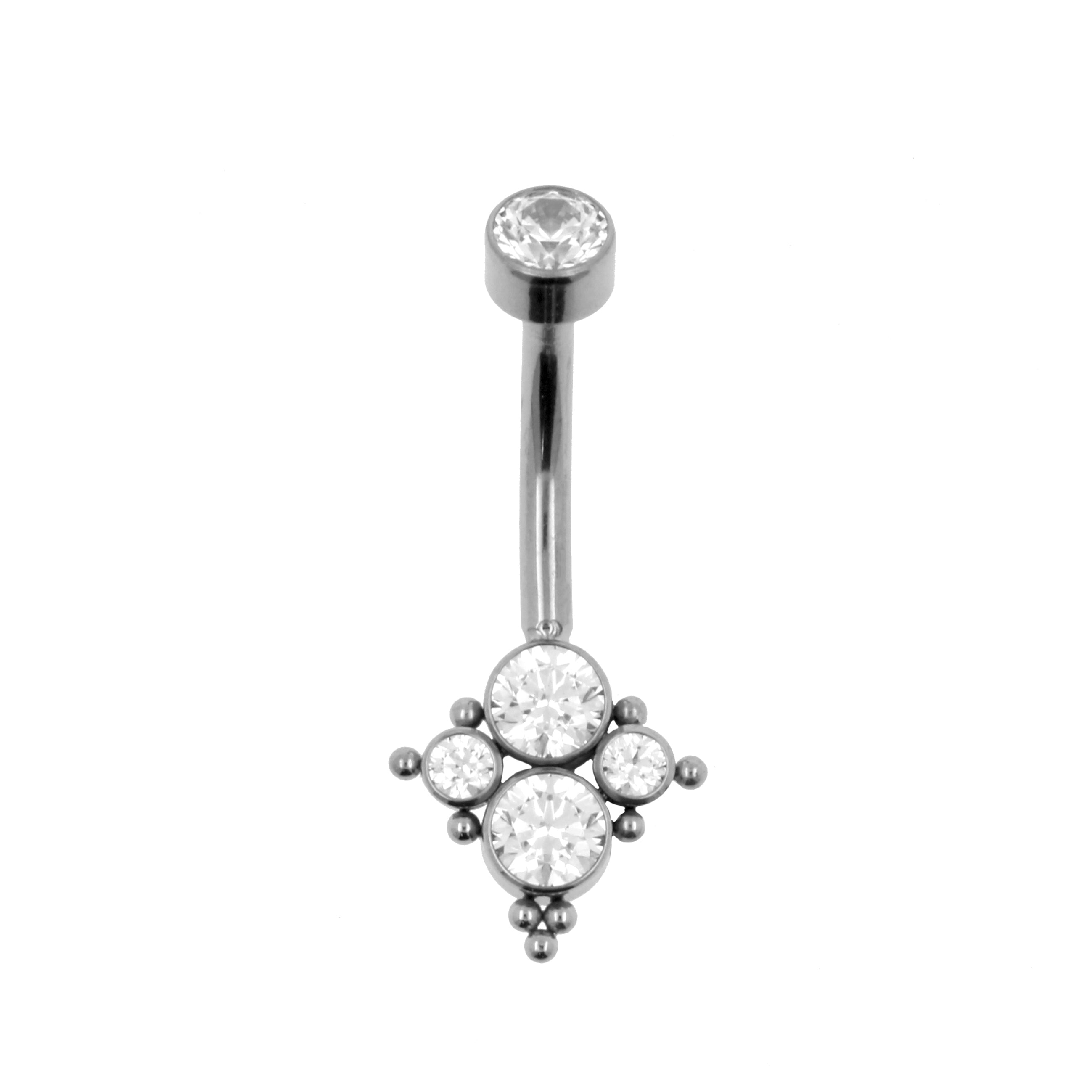 Titanium Zirconia Cluster Belly Ring Clear