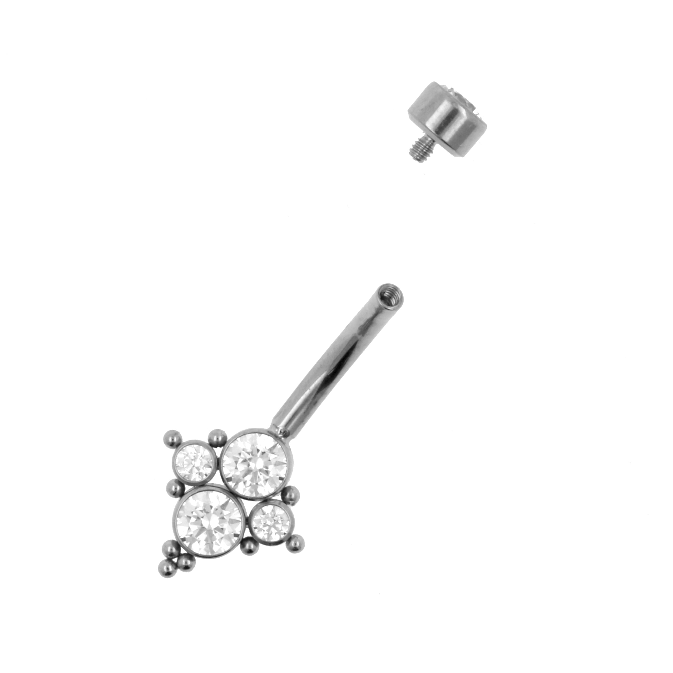 Titanium Zirconia Cluster Belly Ring Clear