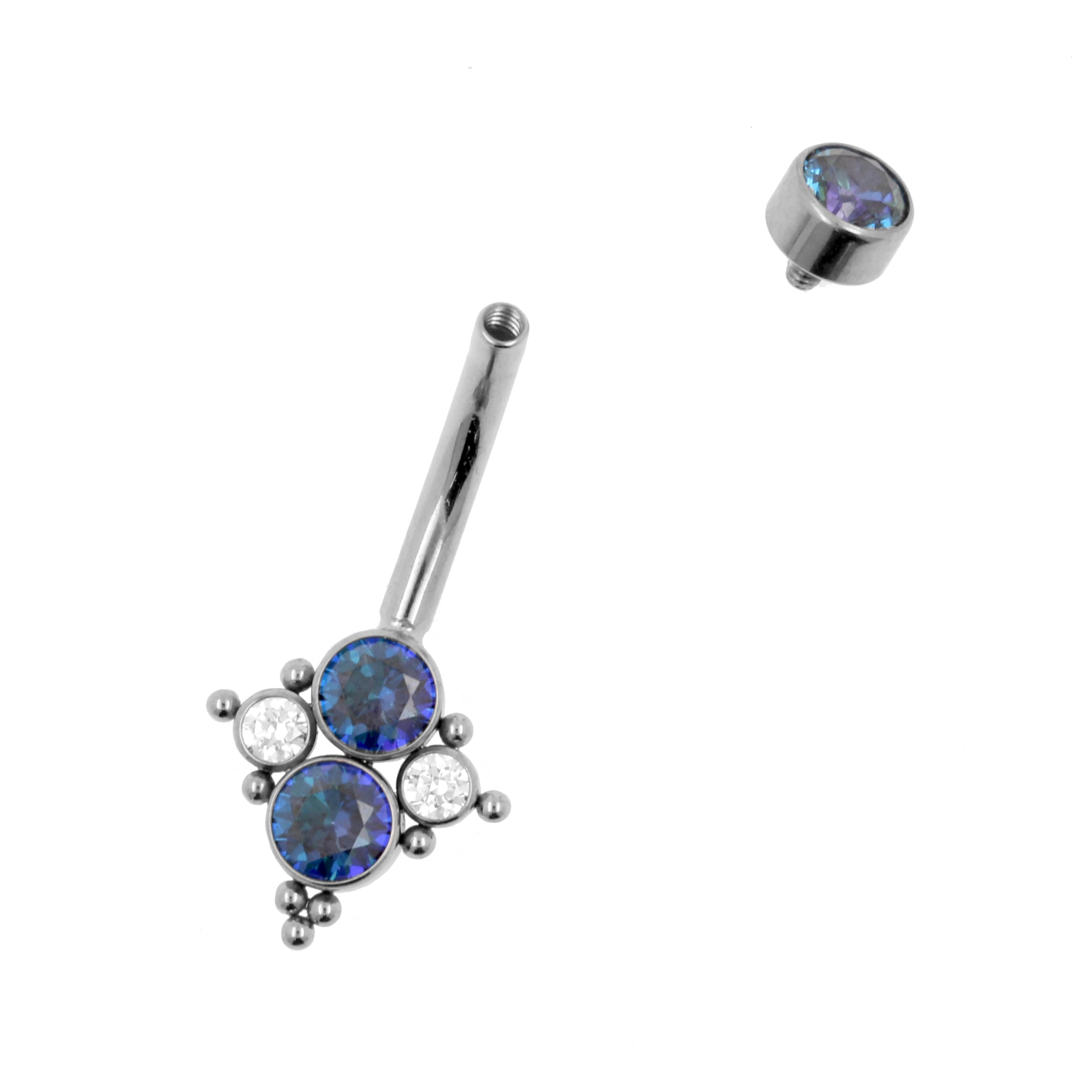 Titanium Zirconia Cluster Belly Ring Royal Blue / Clear