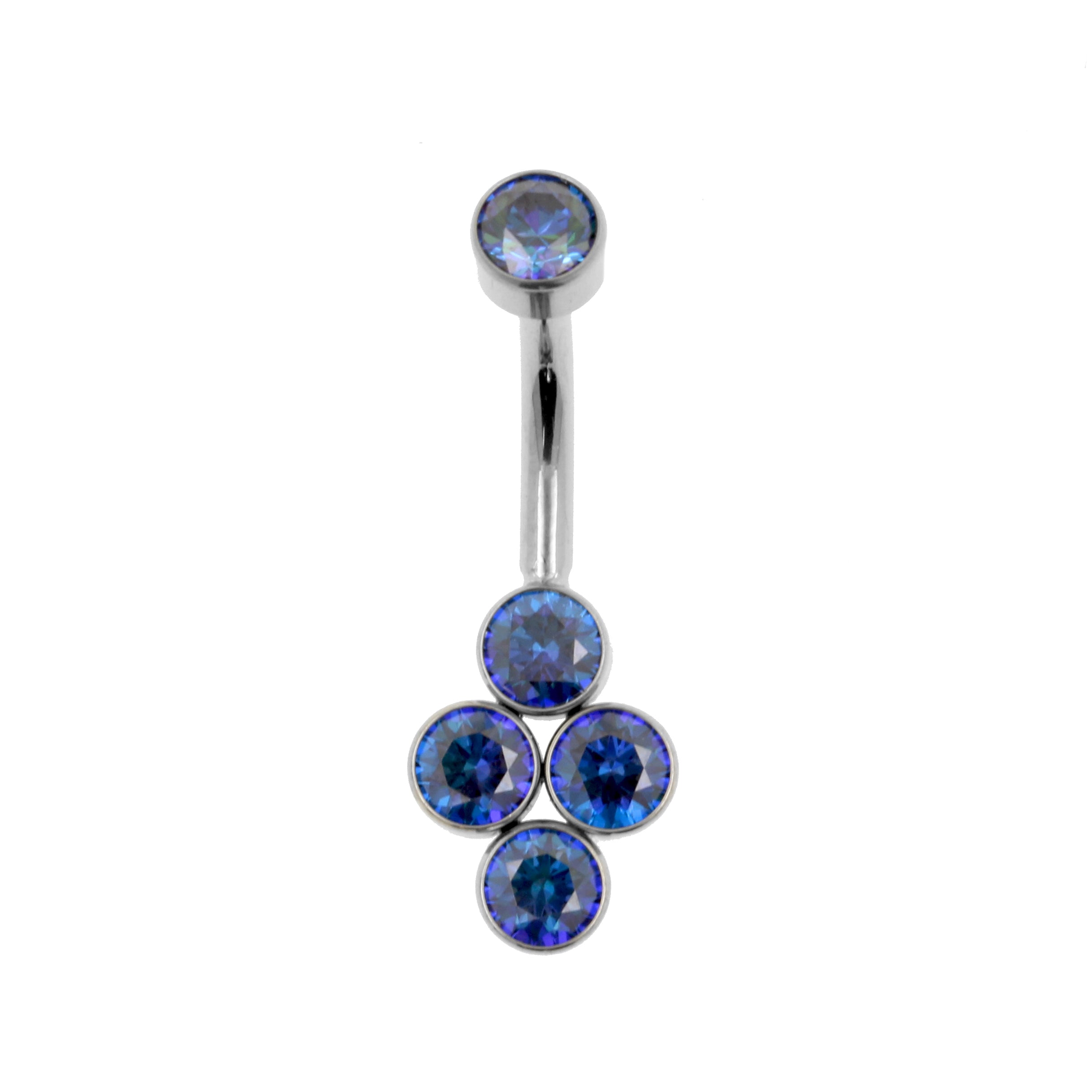 Titanium Zirconia Cluster Belly Ring Royal Blue / Clear