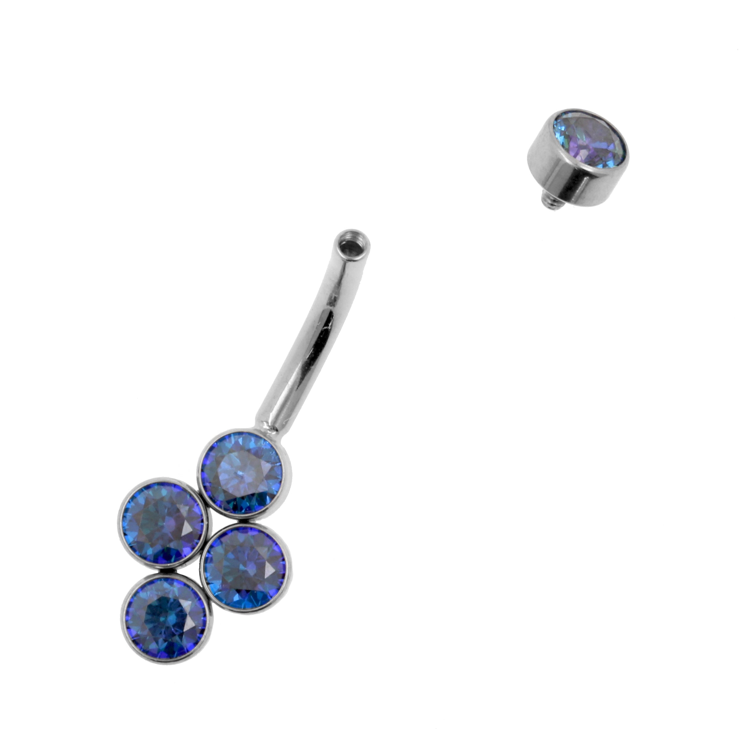 Titanium Zirconia Cluster Belly Ring Royal Blue / Clear