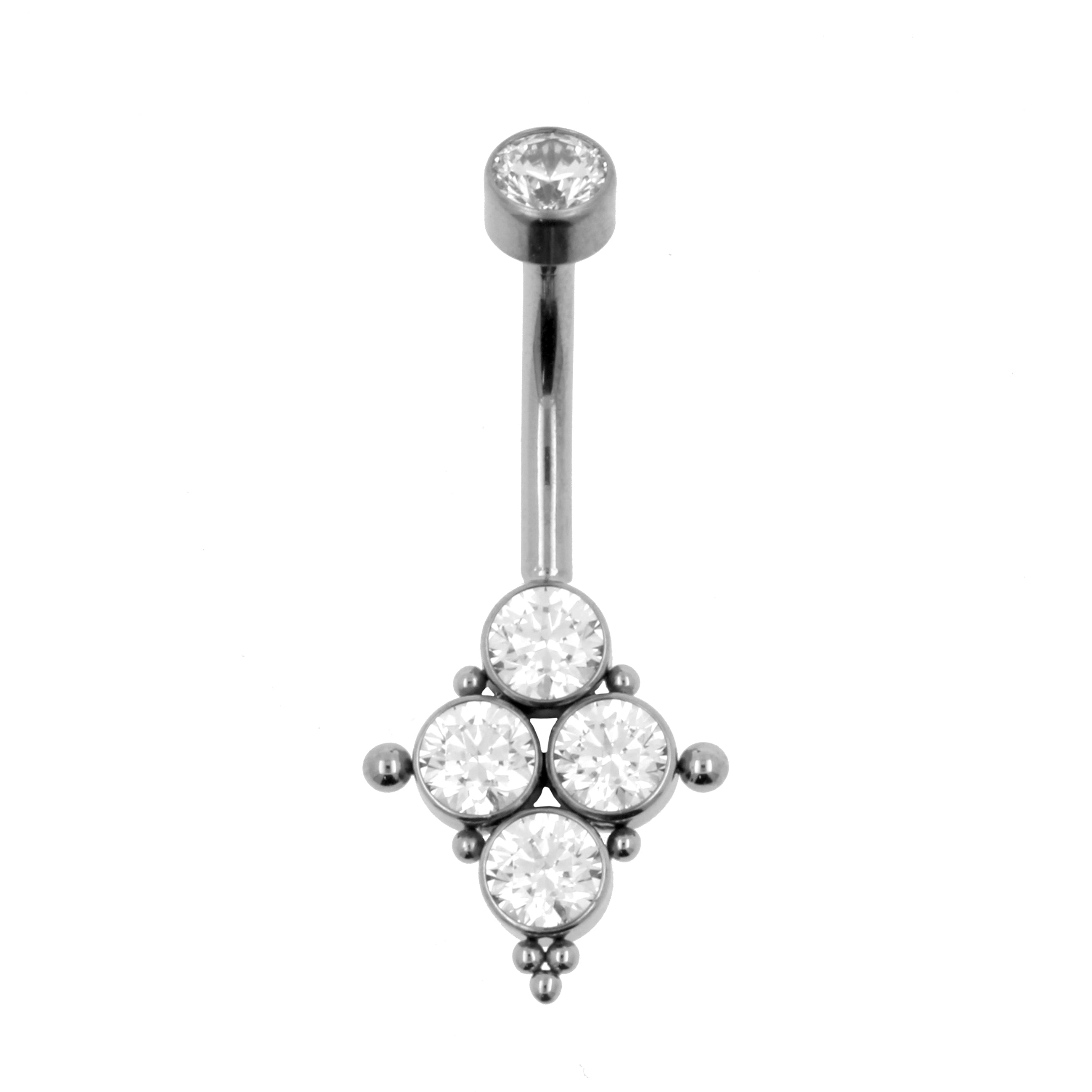 Titanium Zirconia Cluster Belly Ring Clear