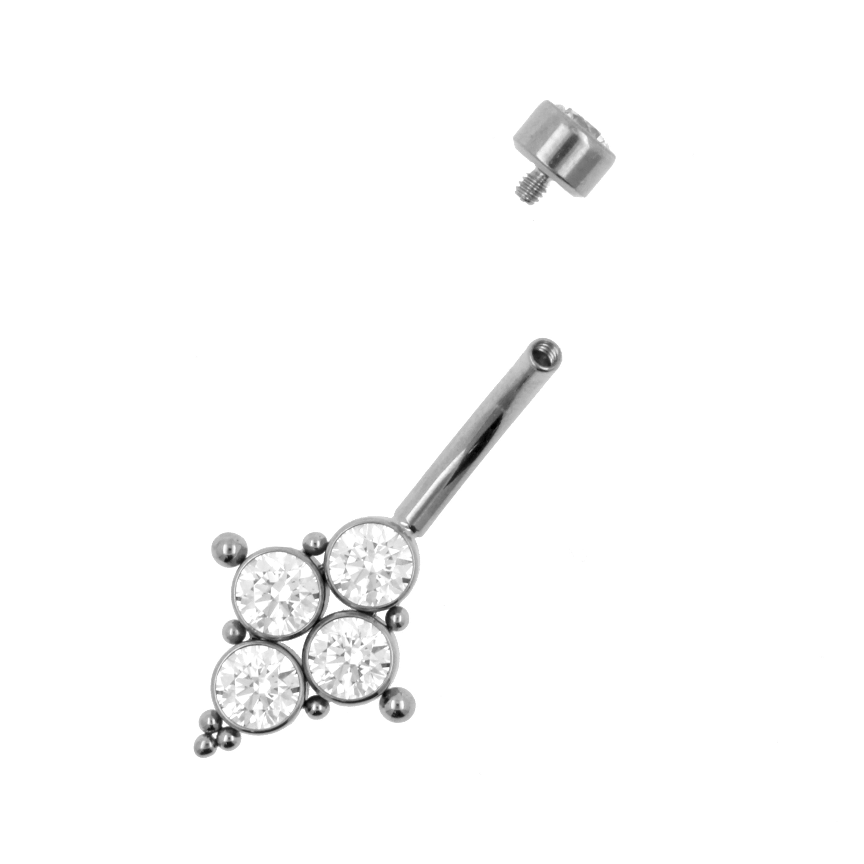 Titanium Zirconia Cluster Belly Ring Clear