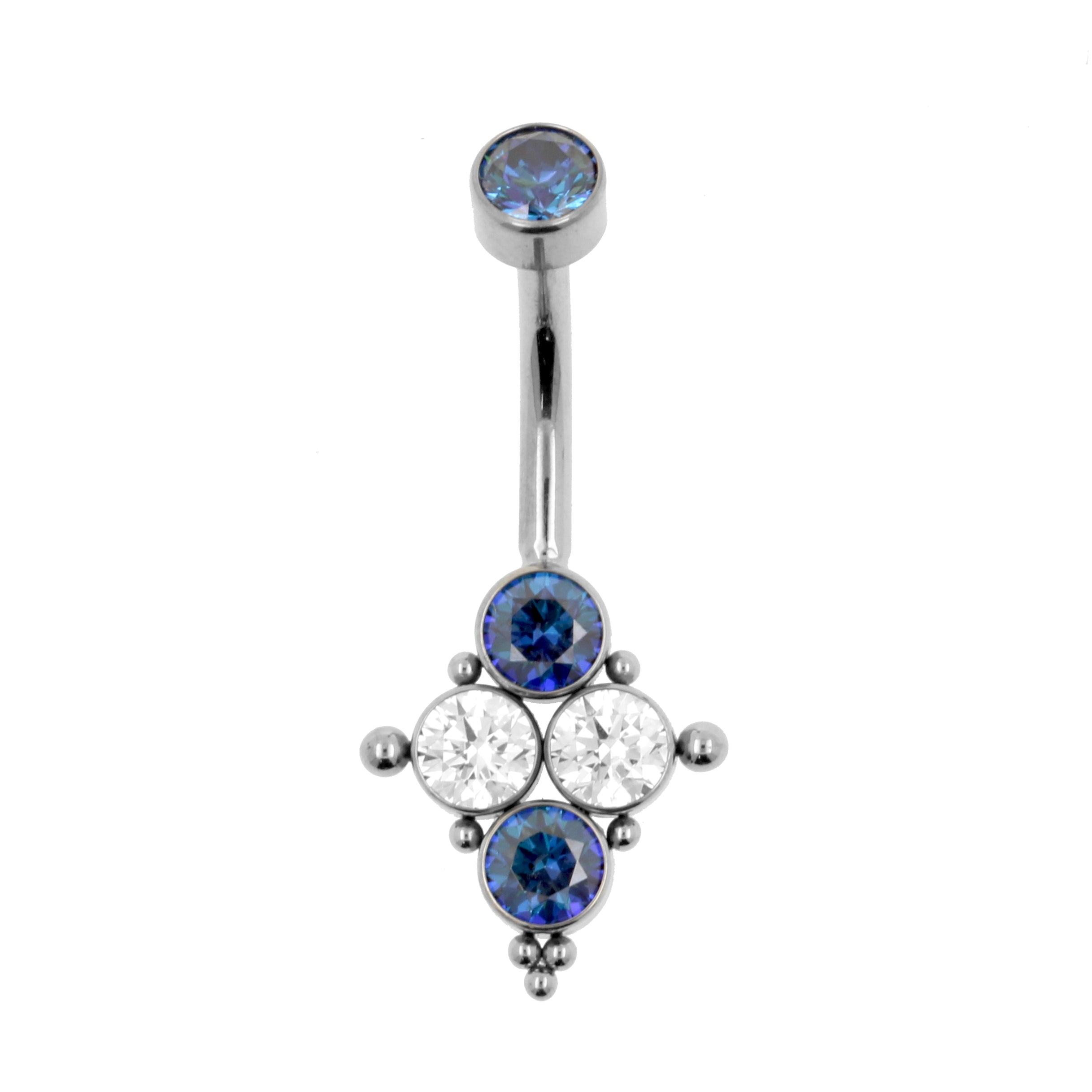 Titanium Zirconia Cluster Belly Ring Royal Blue / Clear