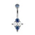 Titanium Zirconia Cluster Belly Ring Royal Blue / Clear