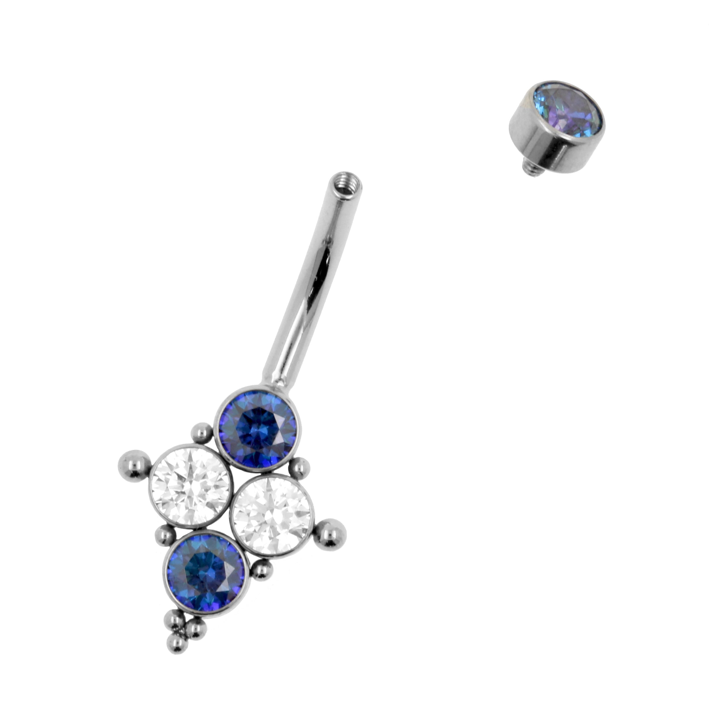 Titanium Zirconia Cluster Belly Ring Royal Blue / Clear