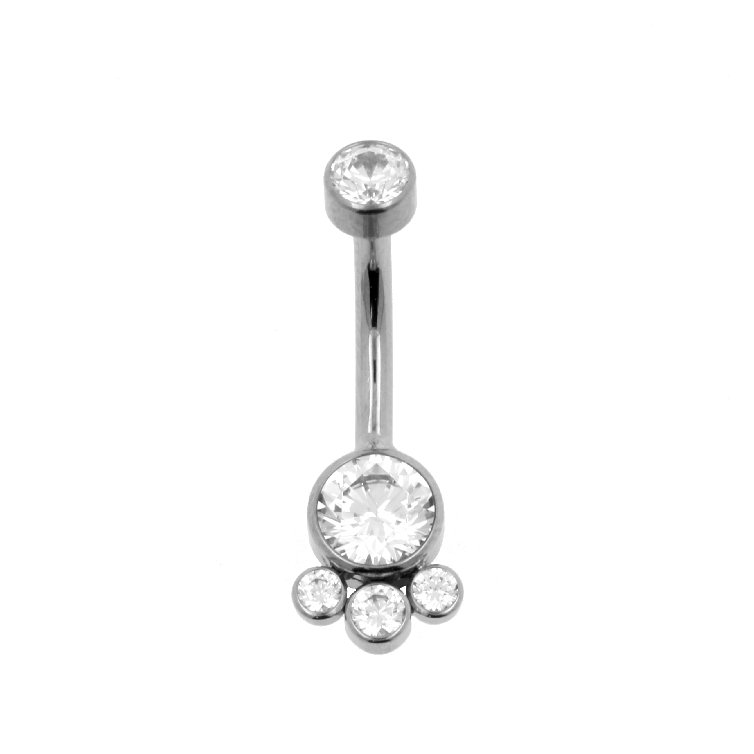 Titanium Zirconia Cluster Belly Ring Clear