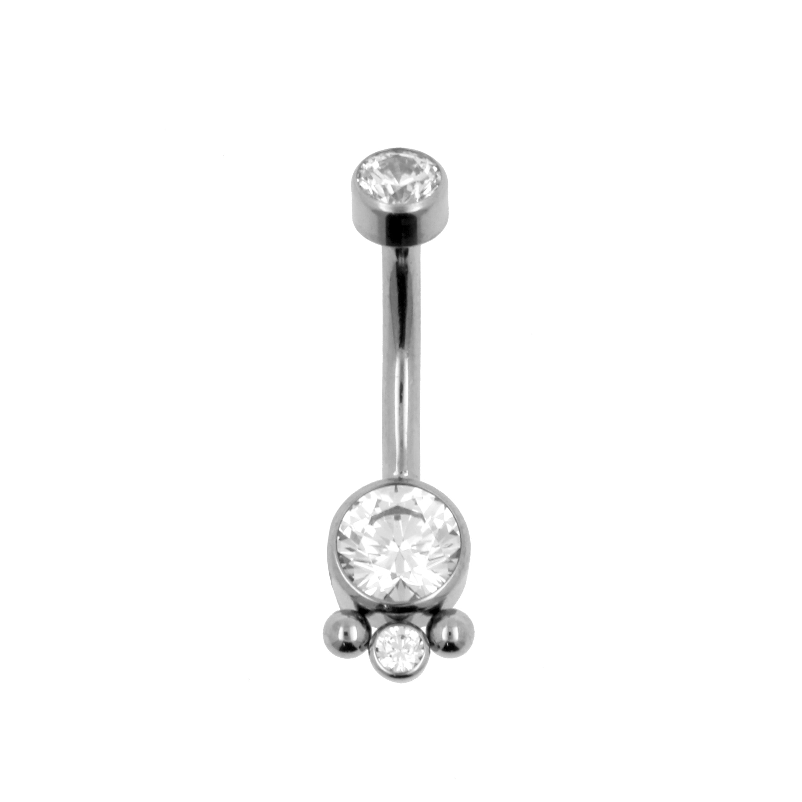 Titanium Zirconia Cluster Belly Ring Clear