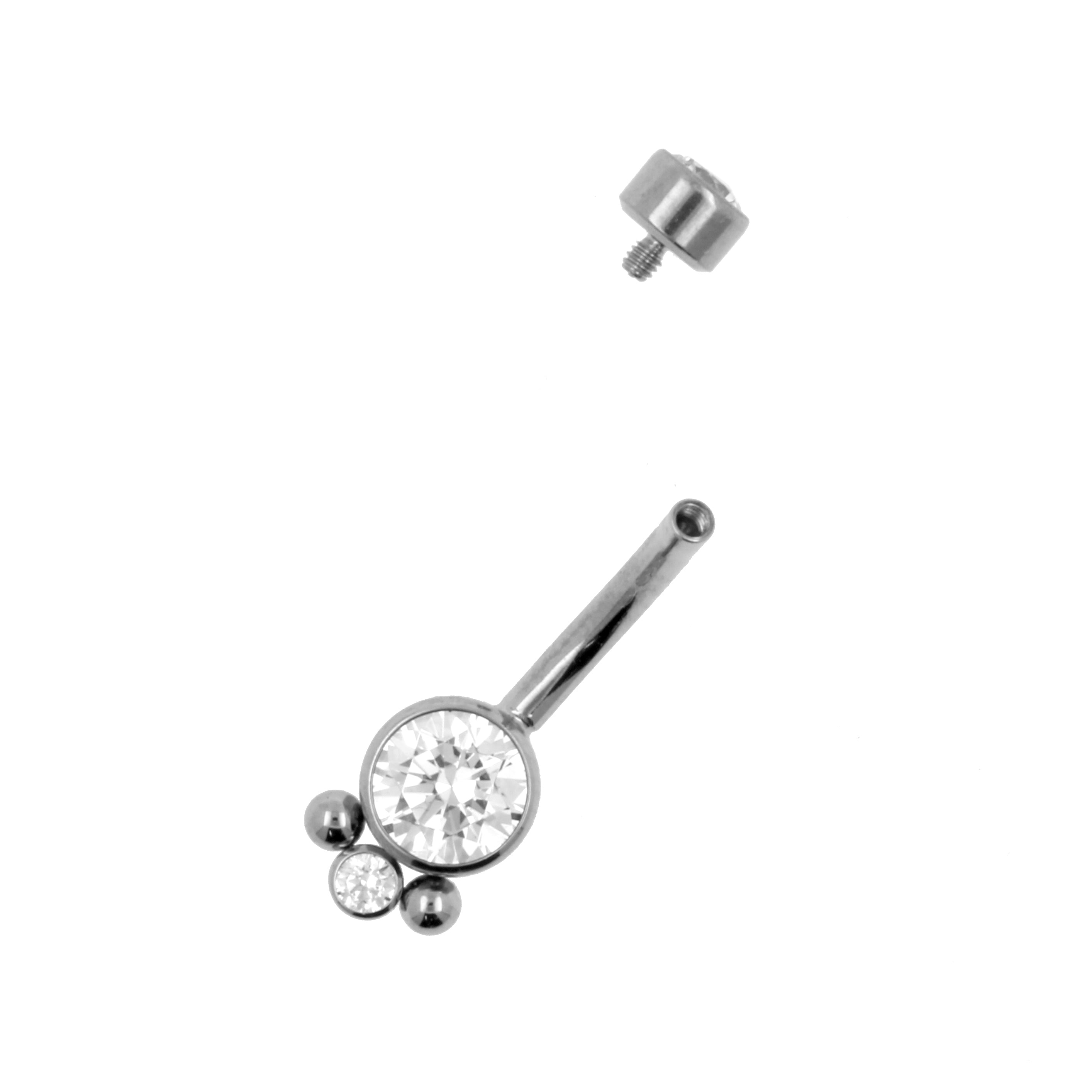 Titanium Zirconia Cluster Belly Ring Clear