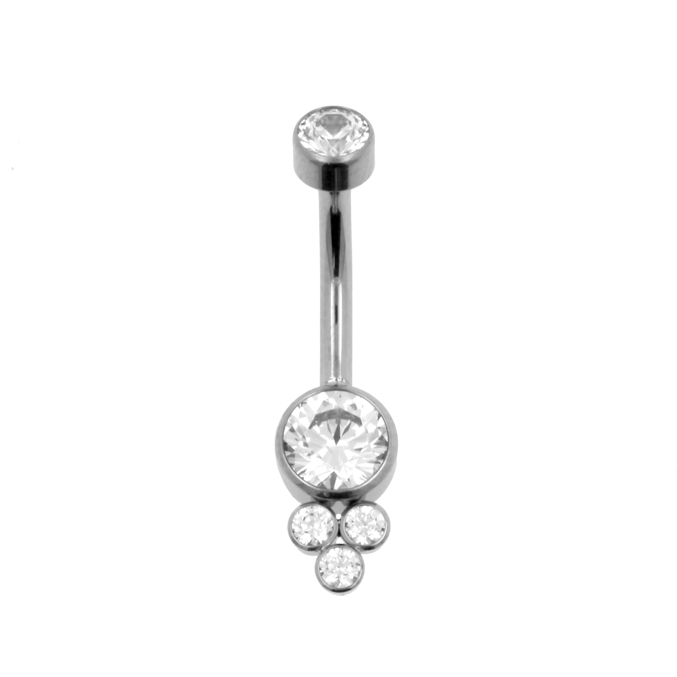 Titanium Zirconia Cluster Belly Ring Clear