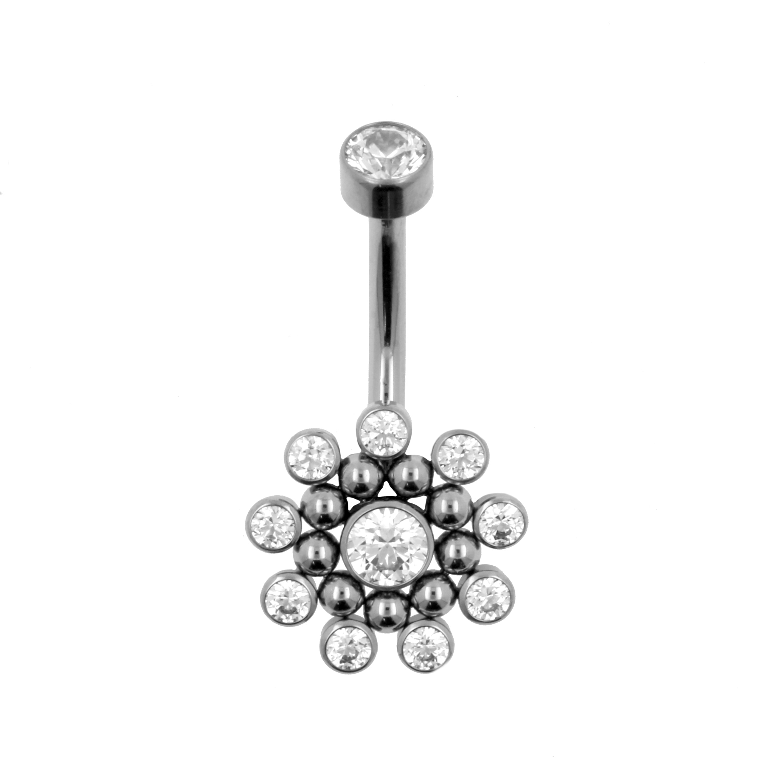 Titanium Zirconia Cluster Belly Ring Clear