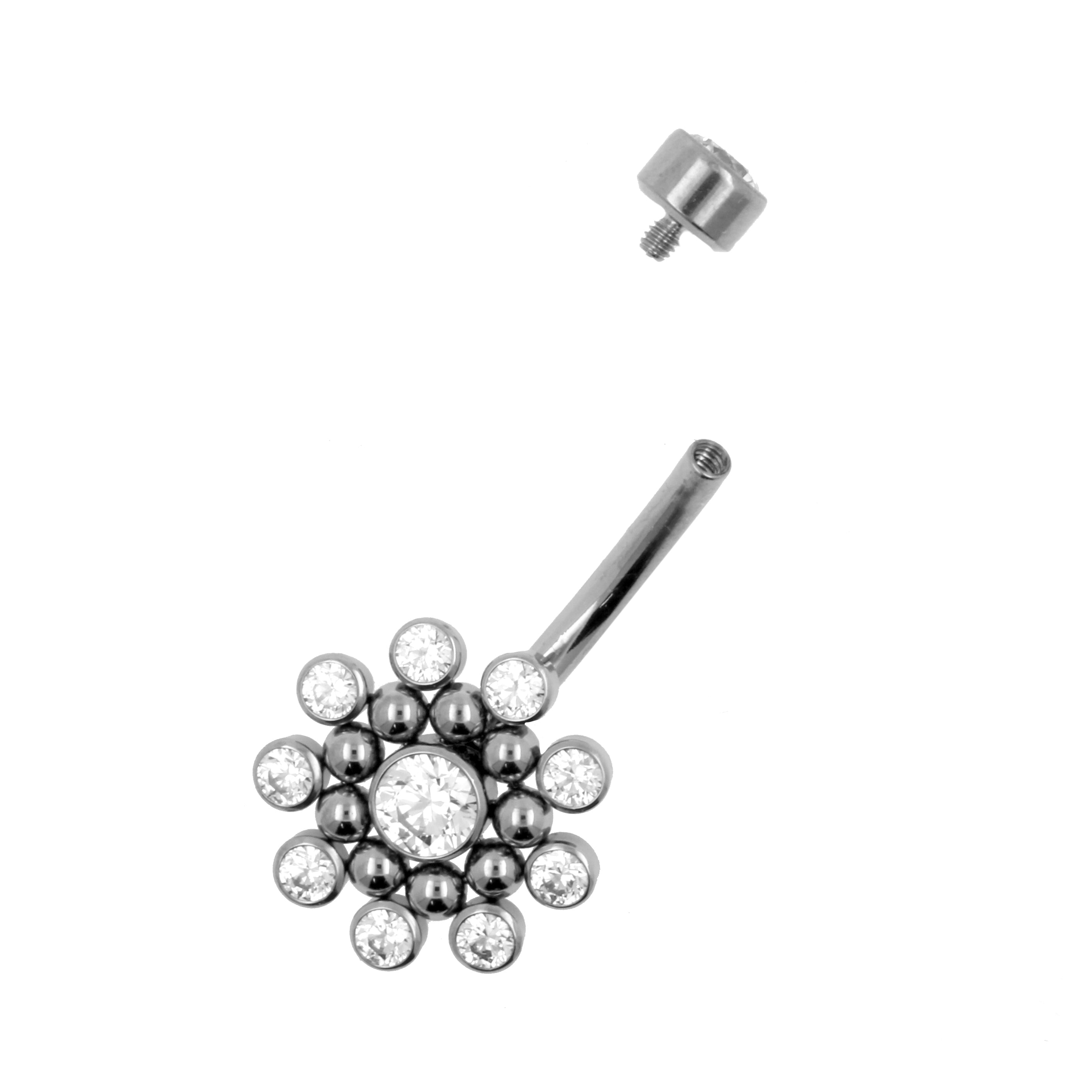 Titanium Zirconia Cluster Belly Ring Clear