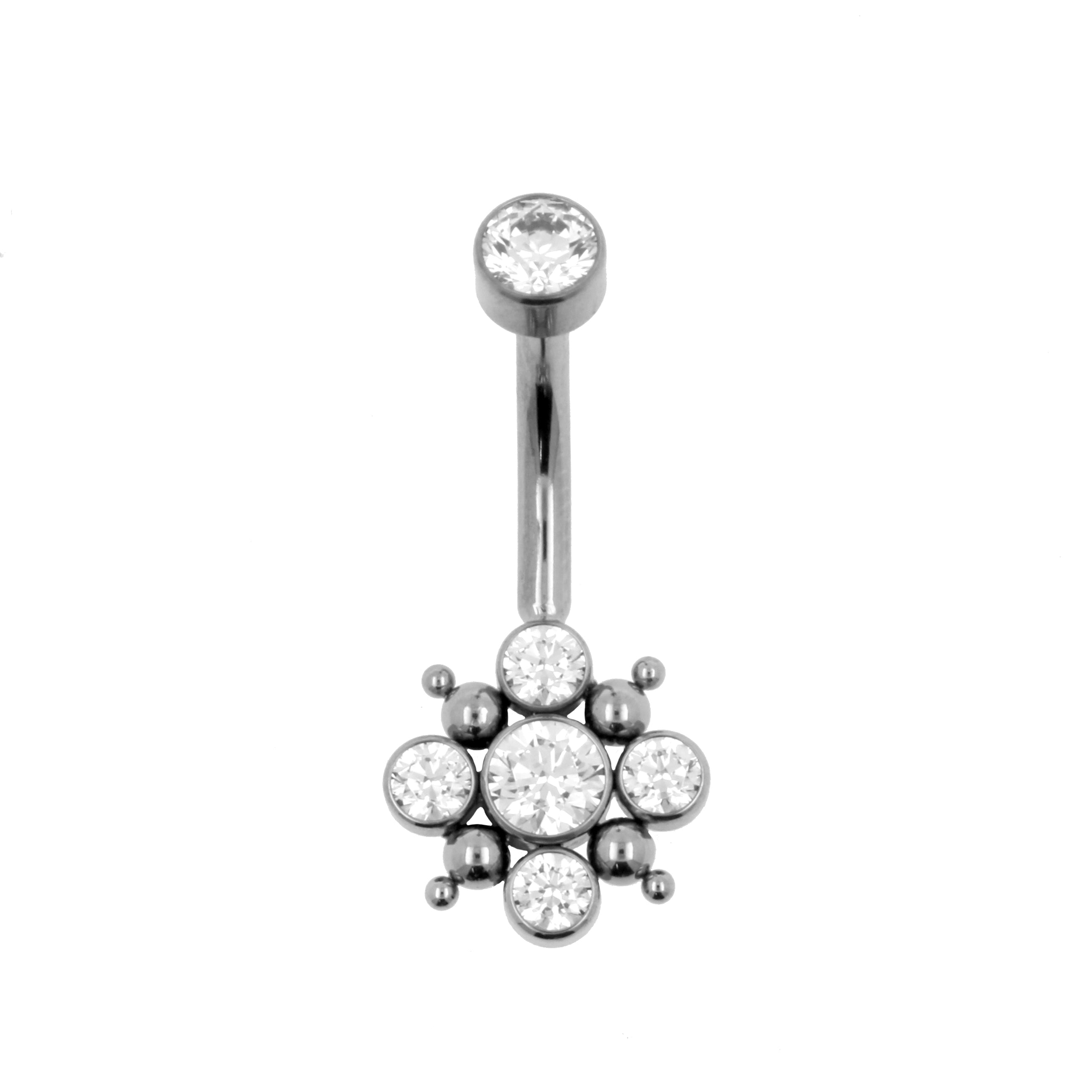 Titanium Zirconia Cluster Belly Ring Clear