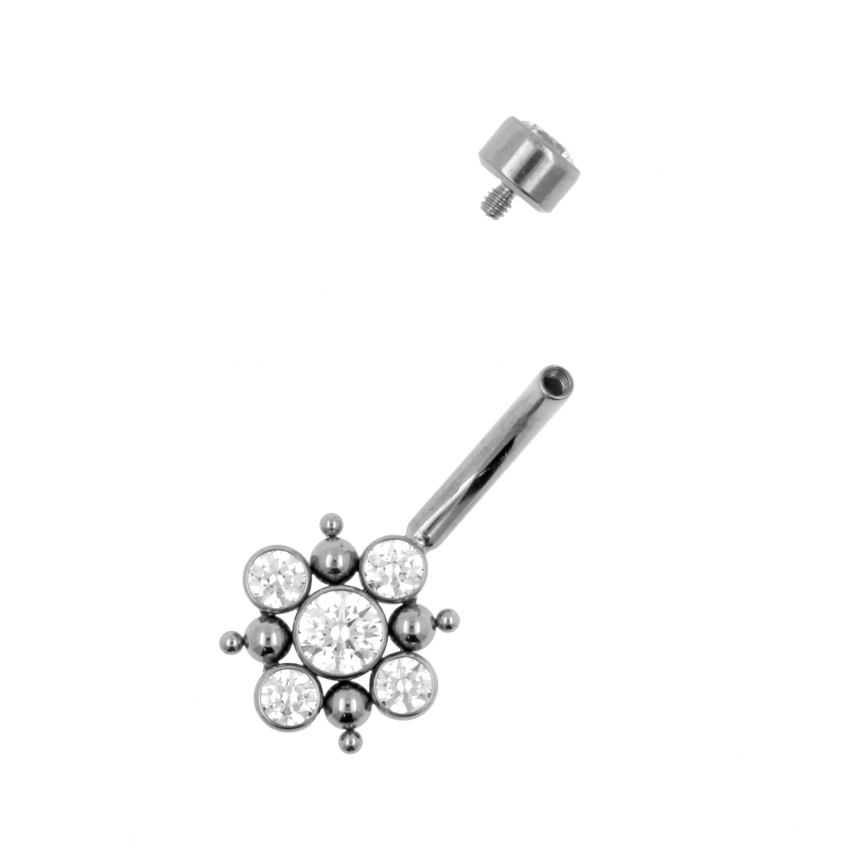 Titanium Zirconia Cluster Belly Ring Clear