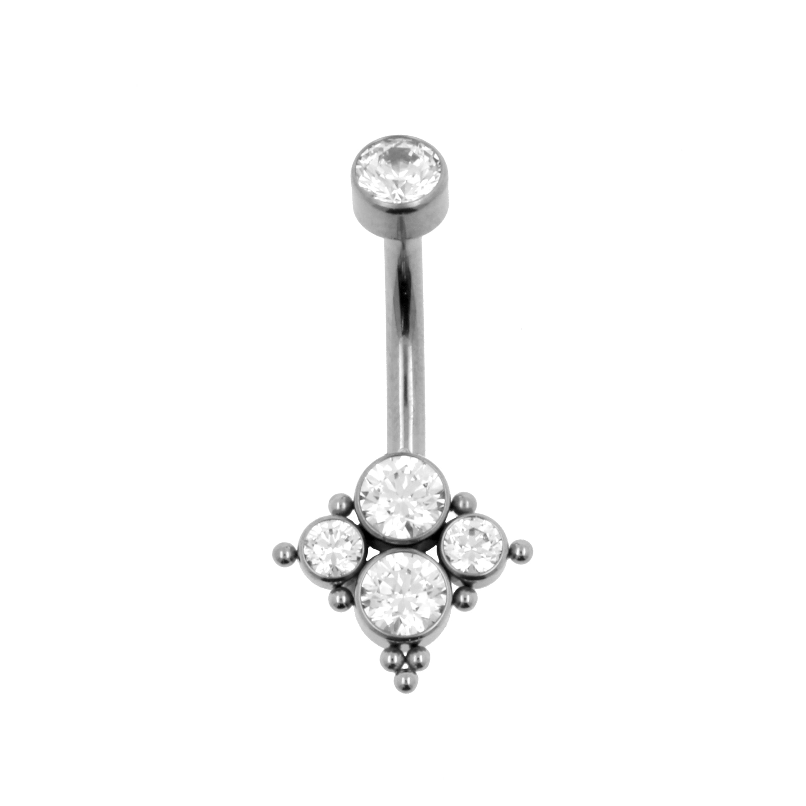 Titanium Zirconia Cluster Belly Ring Clear