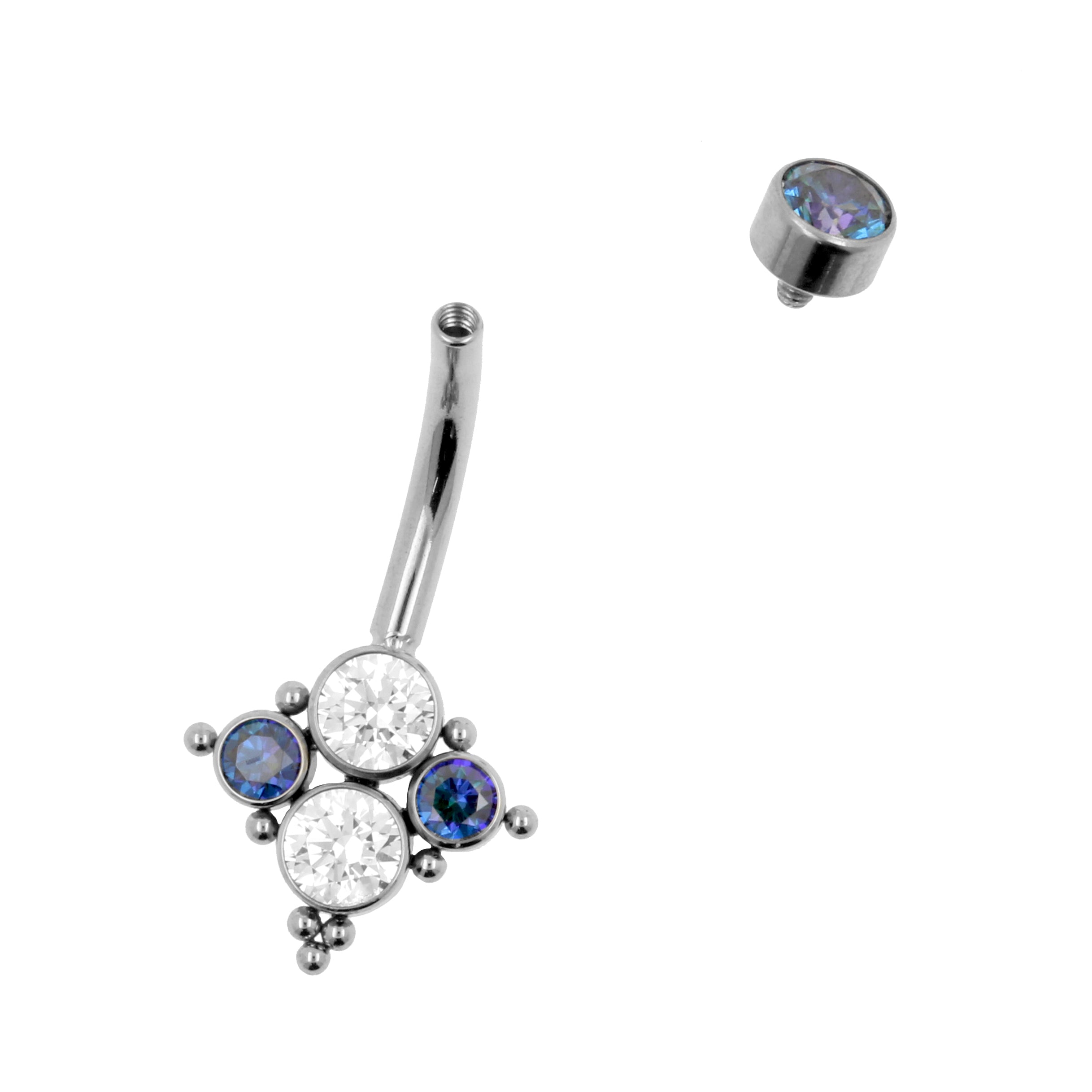 Titanium Zirconia Cluster Belly Ring Royal Blue / Clear