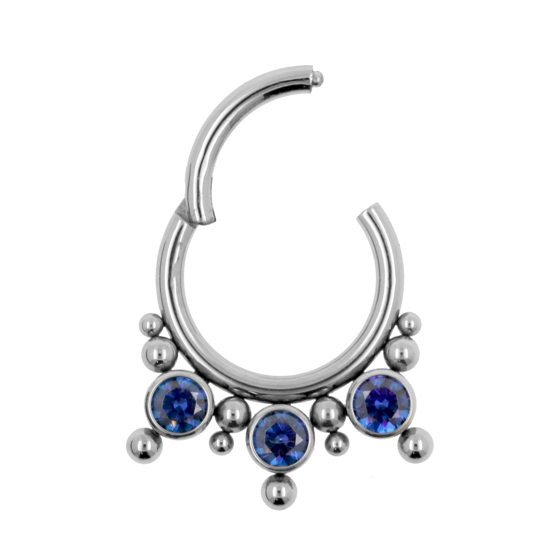 Titanium Zirconia Cluster Click Ring Royal Blue