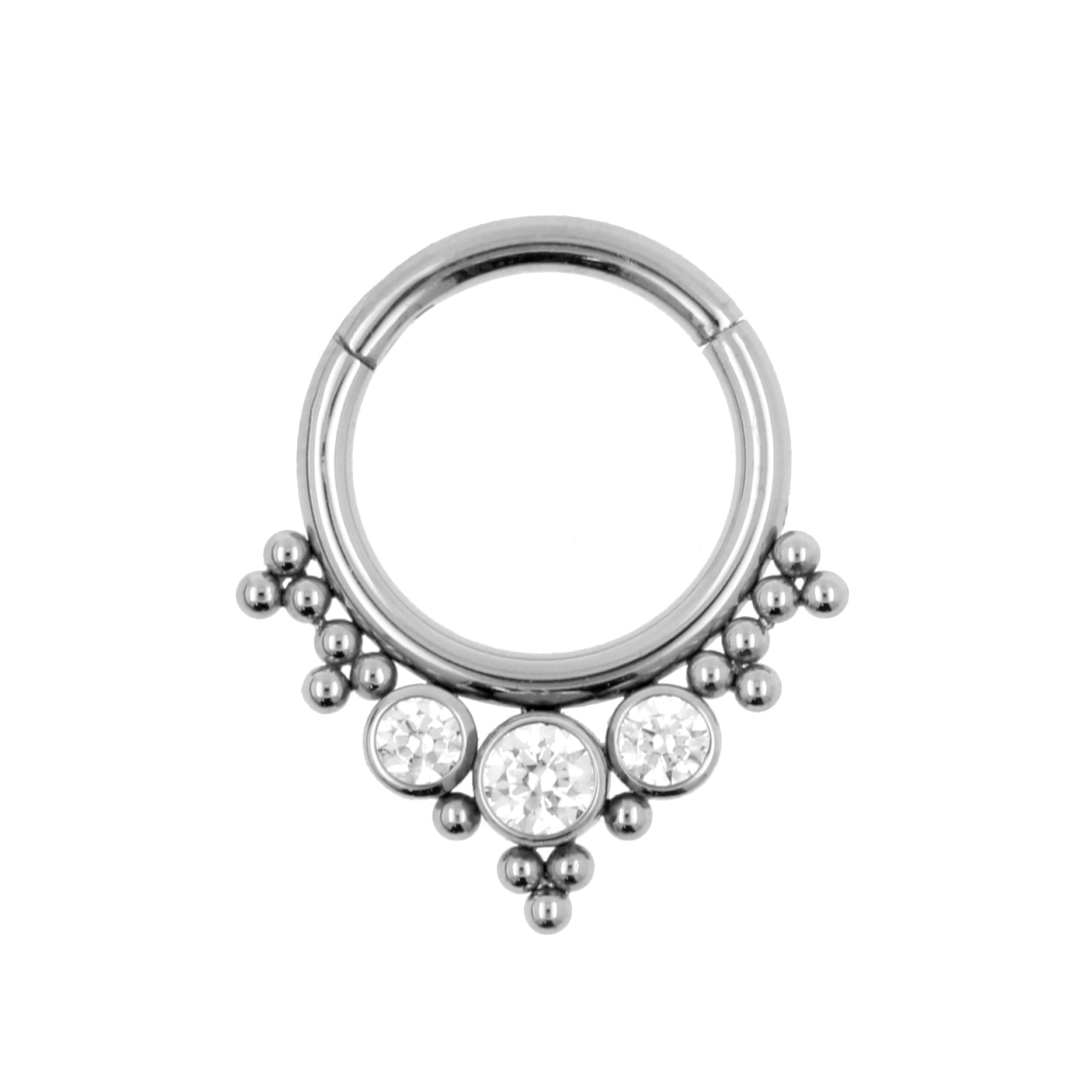 Titanium Zirconia Cluster Click Ring Clear