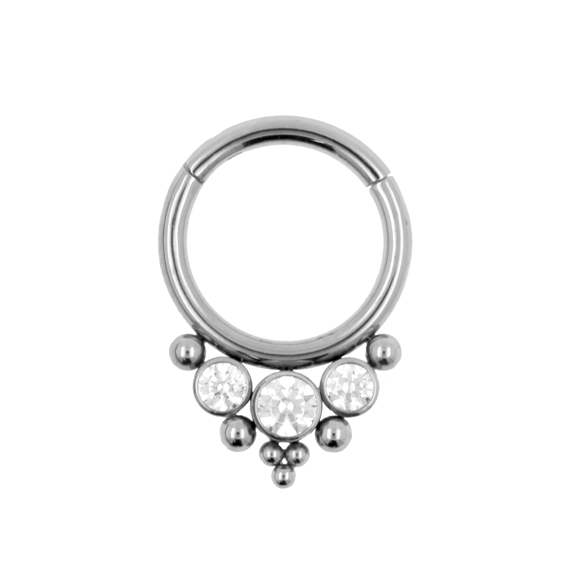 Titanium Zirconia Cluster Click Ring Clear