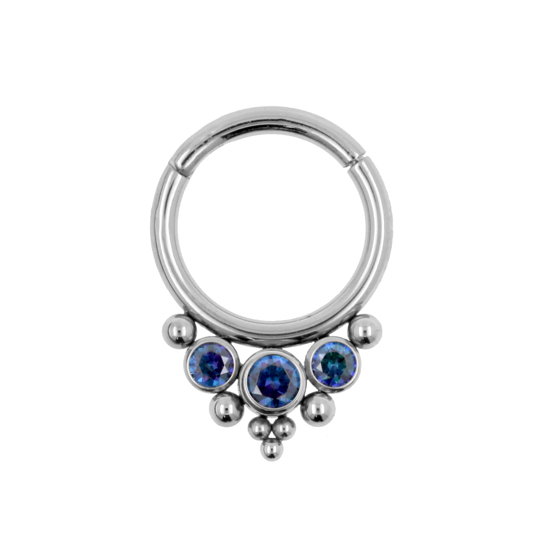 Titanium Zirconia Cluster Click Ring Royal Blue