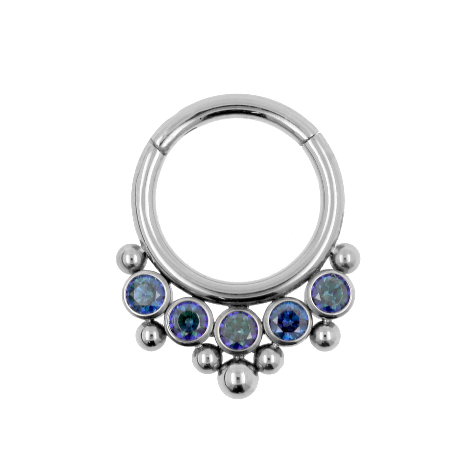 Titanium Zirconia Cluster Click Ring Royal Blue